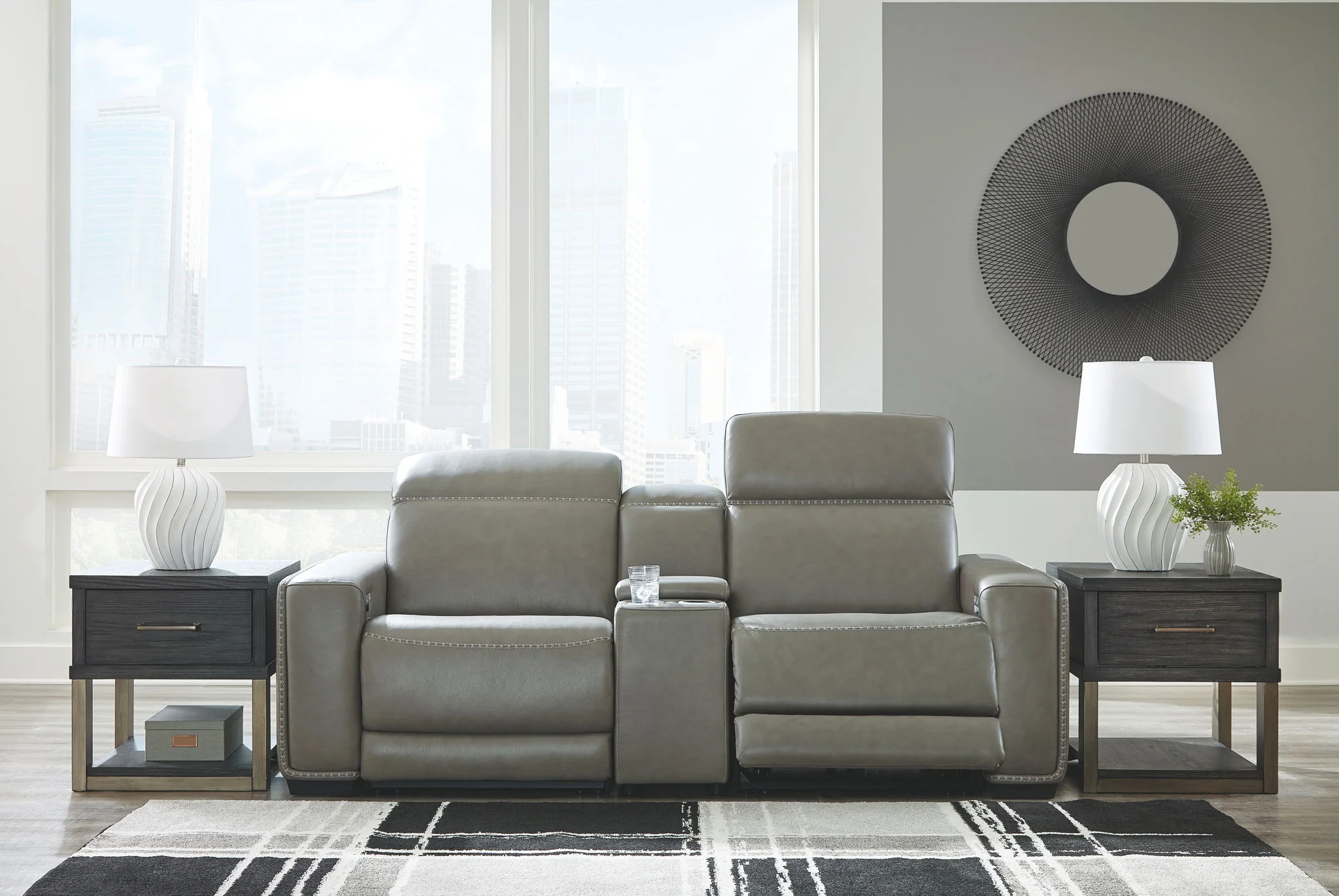 Correze - Gray - Power Loveseat With Console 3 Pc Sectional - Image 6