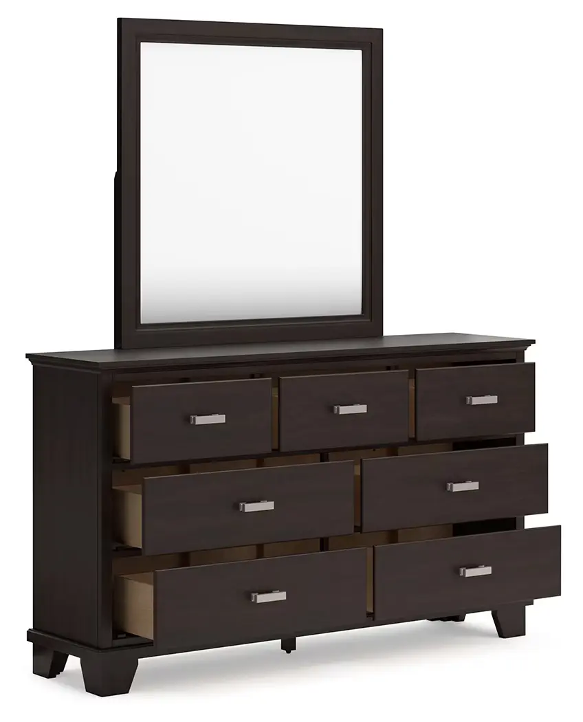 Covetown - Dark Brown - Dresser And Mirror - Image 4