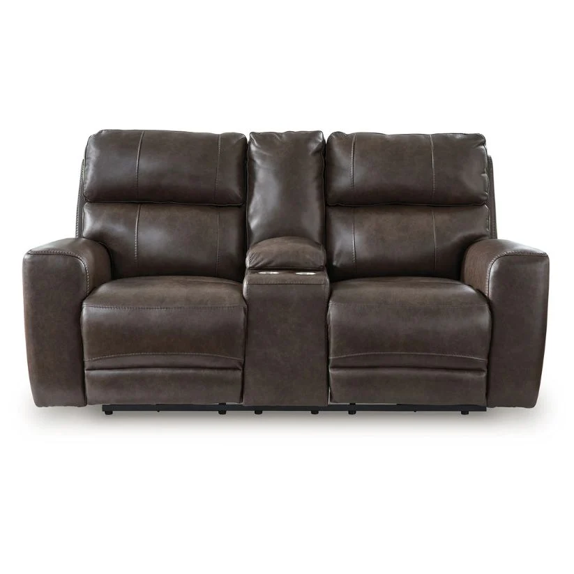 Crossplex - Smoke - Power Recline Loveseat / Console / Adjustable Headrest