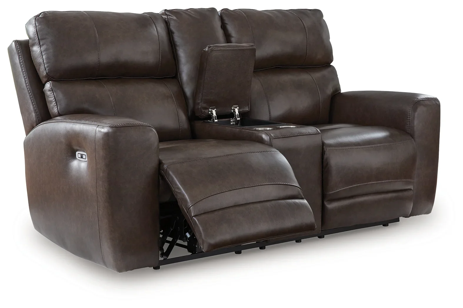 Crossplex - Smoke - Power Recline Loveseat / Console / Adjustable Headrest - Image 3