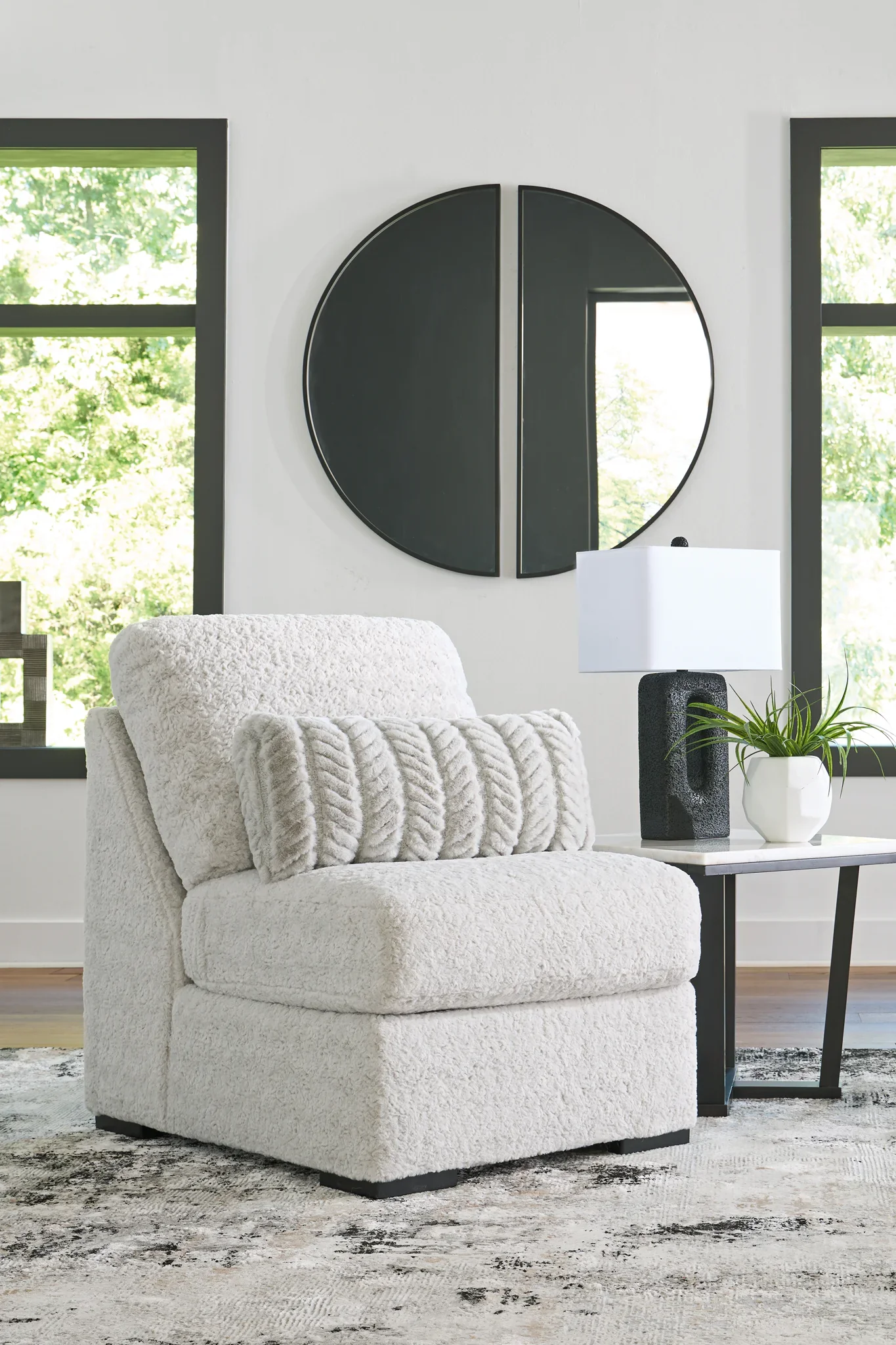 Cuddle Plush - 5-Piece Sectional With Armless Chaise And RAF Corner Chair - Arctic - Image 9