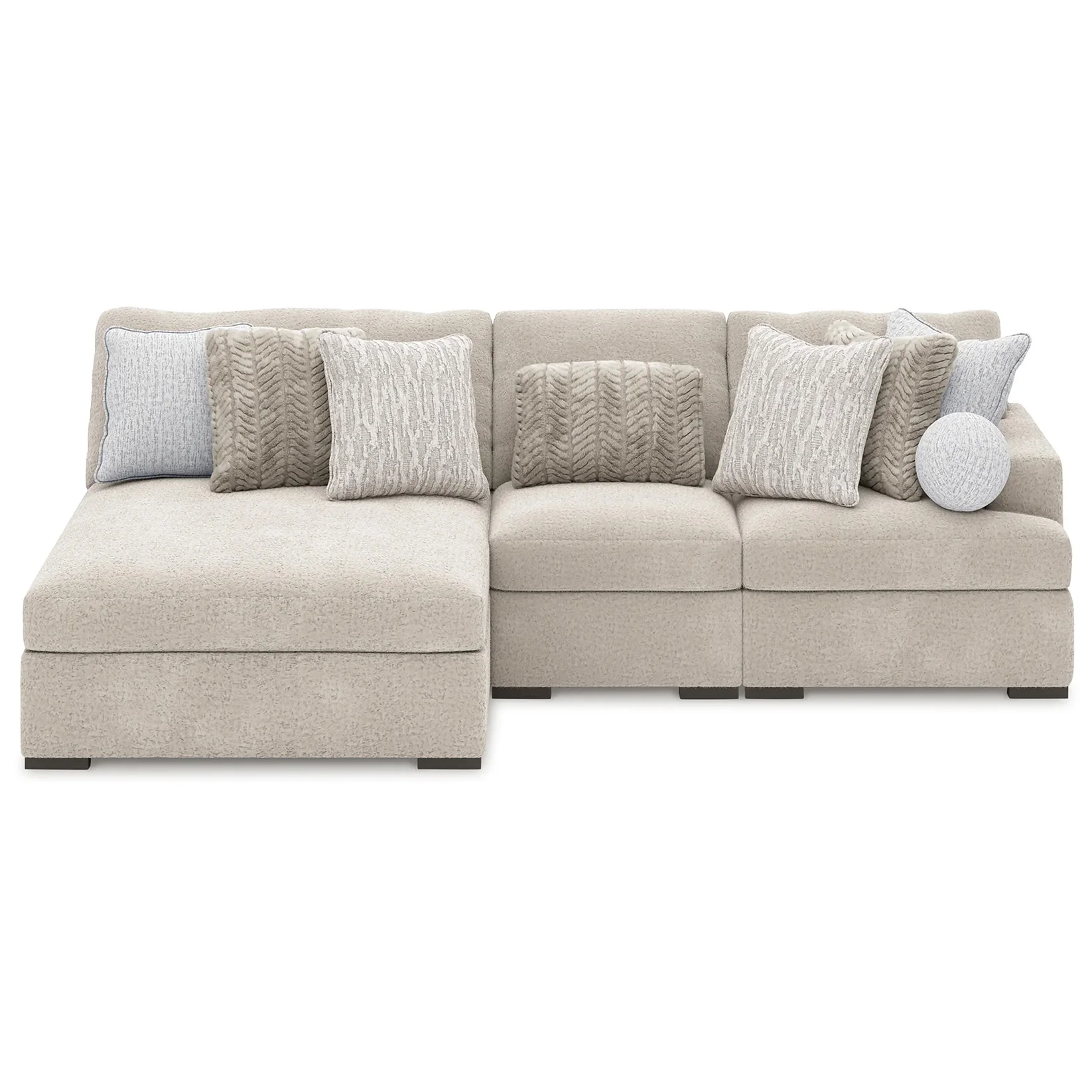 Cuddle Plush - Arctic - 3-Piece Sectional With Armless Chaise And RAF Corner Chair