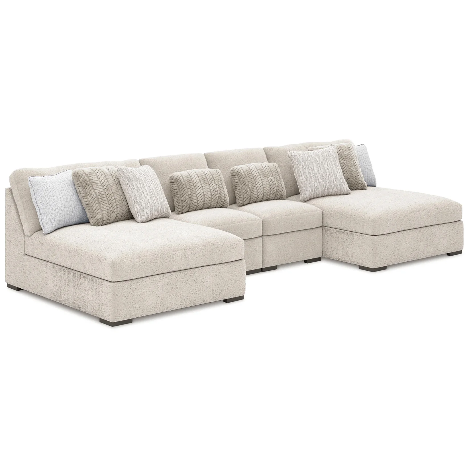 Cuddle Plush - Arctic - 4-Piece Sectional With 2 Armless Chaises