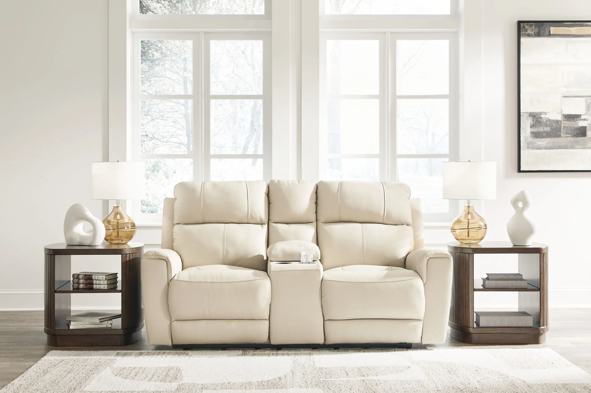 Dahlmoore - Almond - Dbl Power Reclining Loveseat With Console - Image 5
