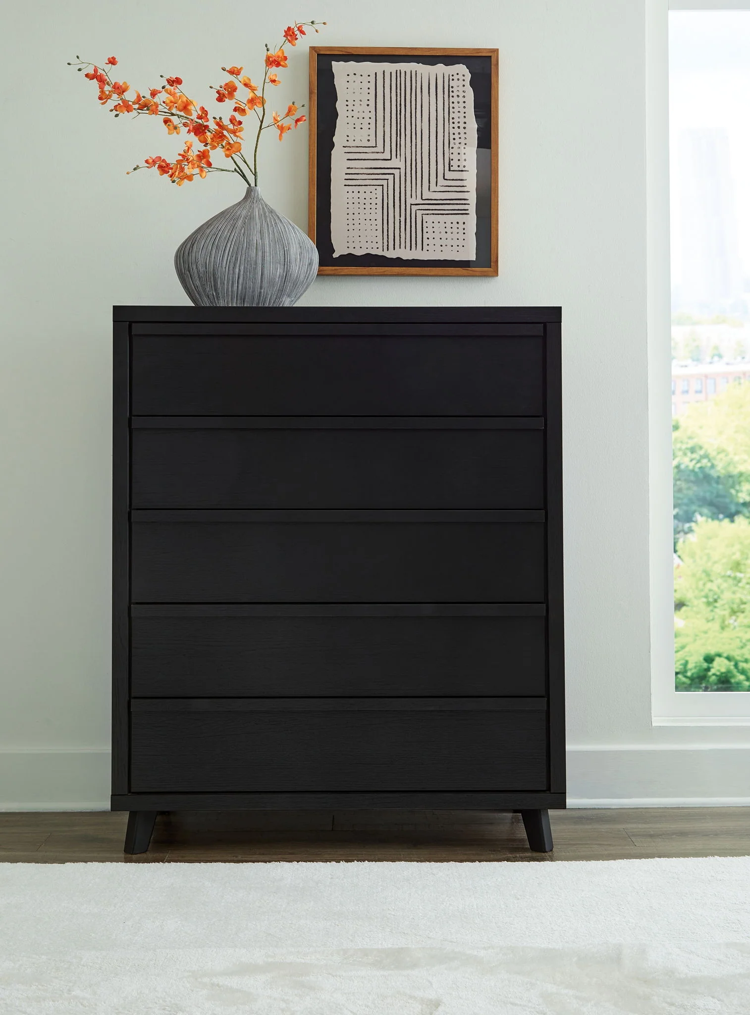 Danziar - Black - Five Drawer Wide Chest - Image 2