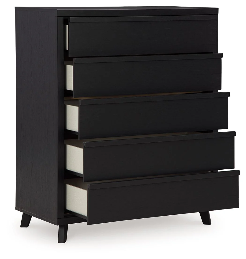 Danziar - Black - Five Drawer Wide Chest - Image 3