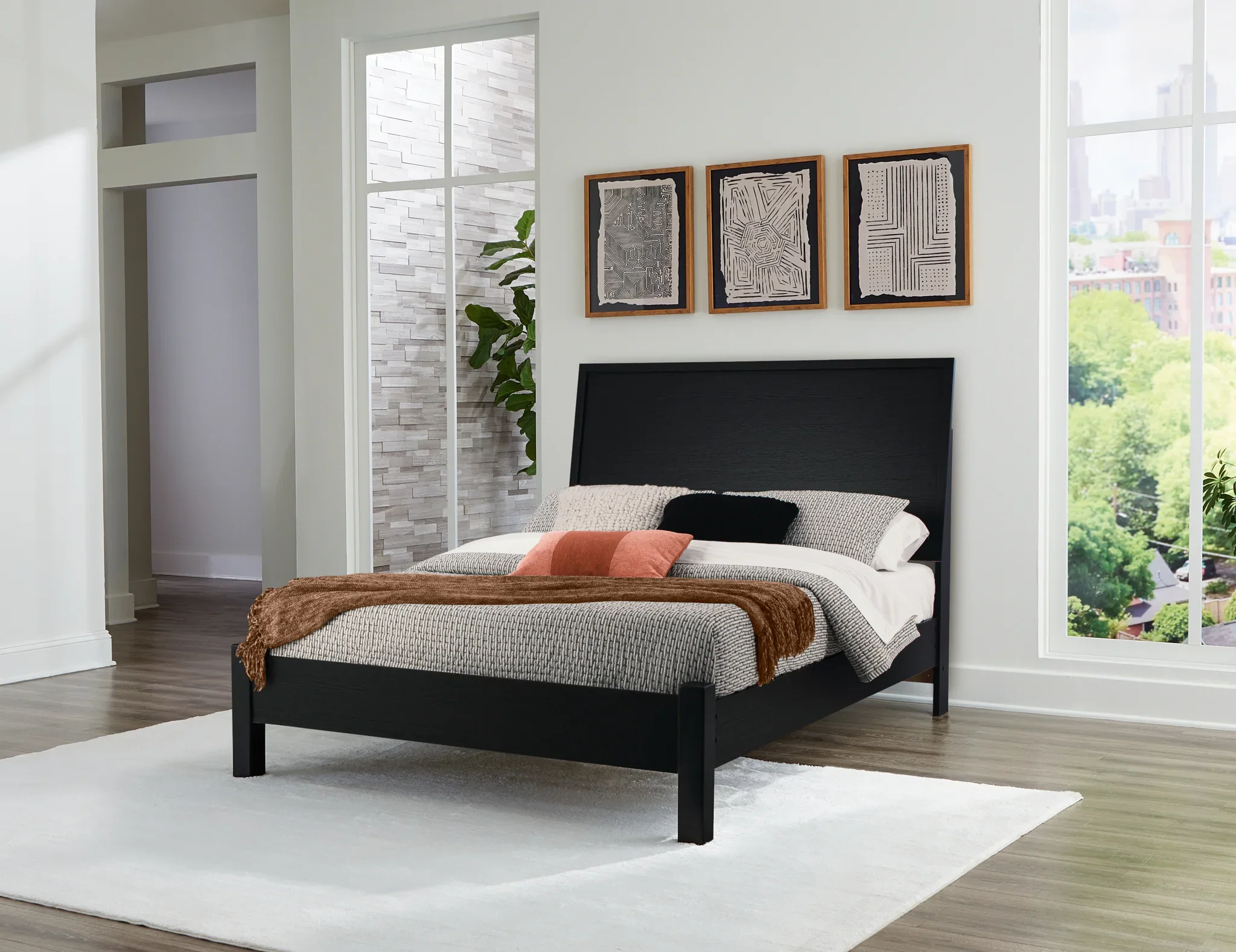 Danziar - Black - Full Panel Bed With Low Footboard - Image 2