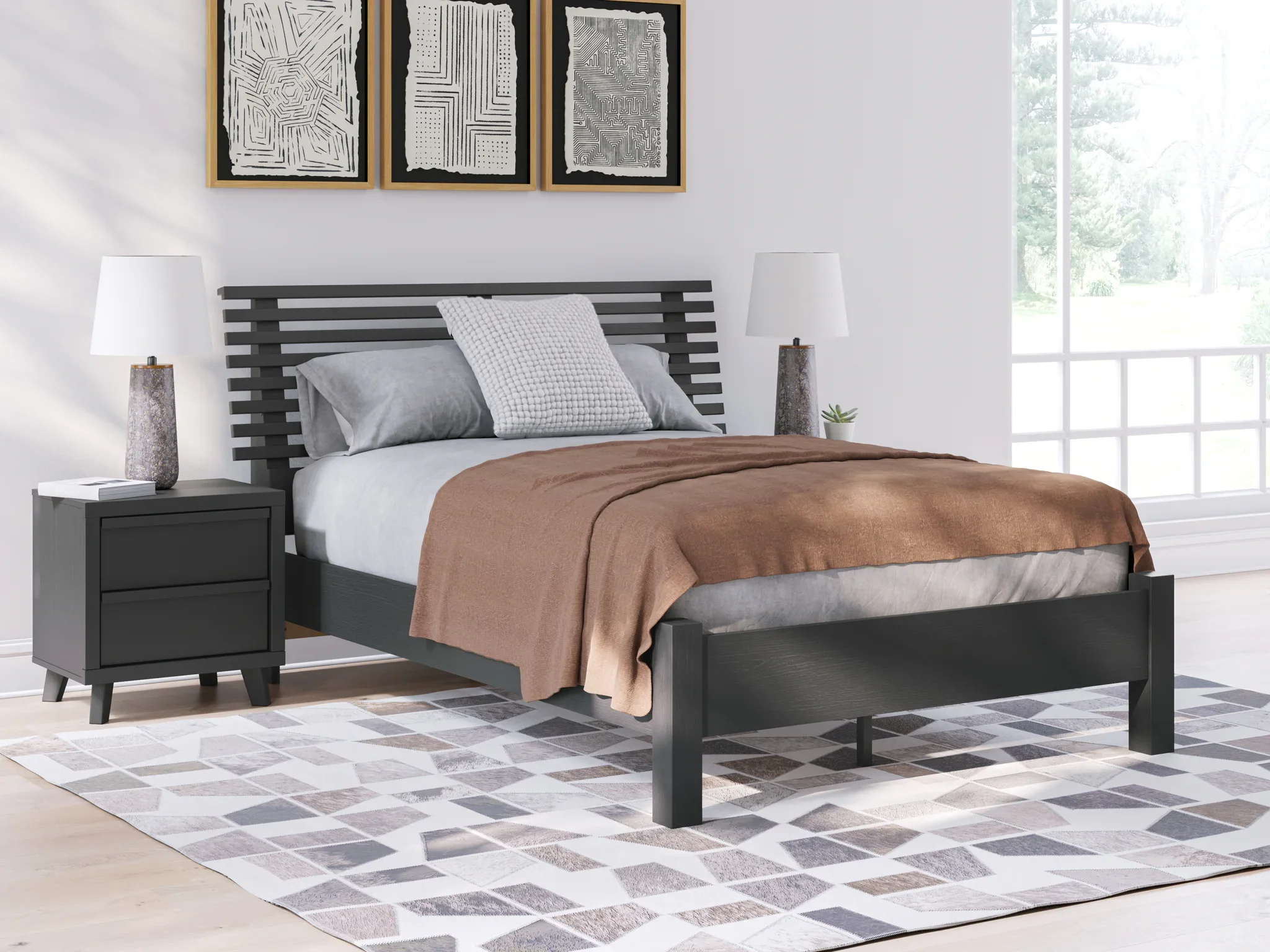 Danziar - Black - Full Slat Panel Bed With Low Footboard - Image 2