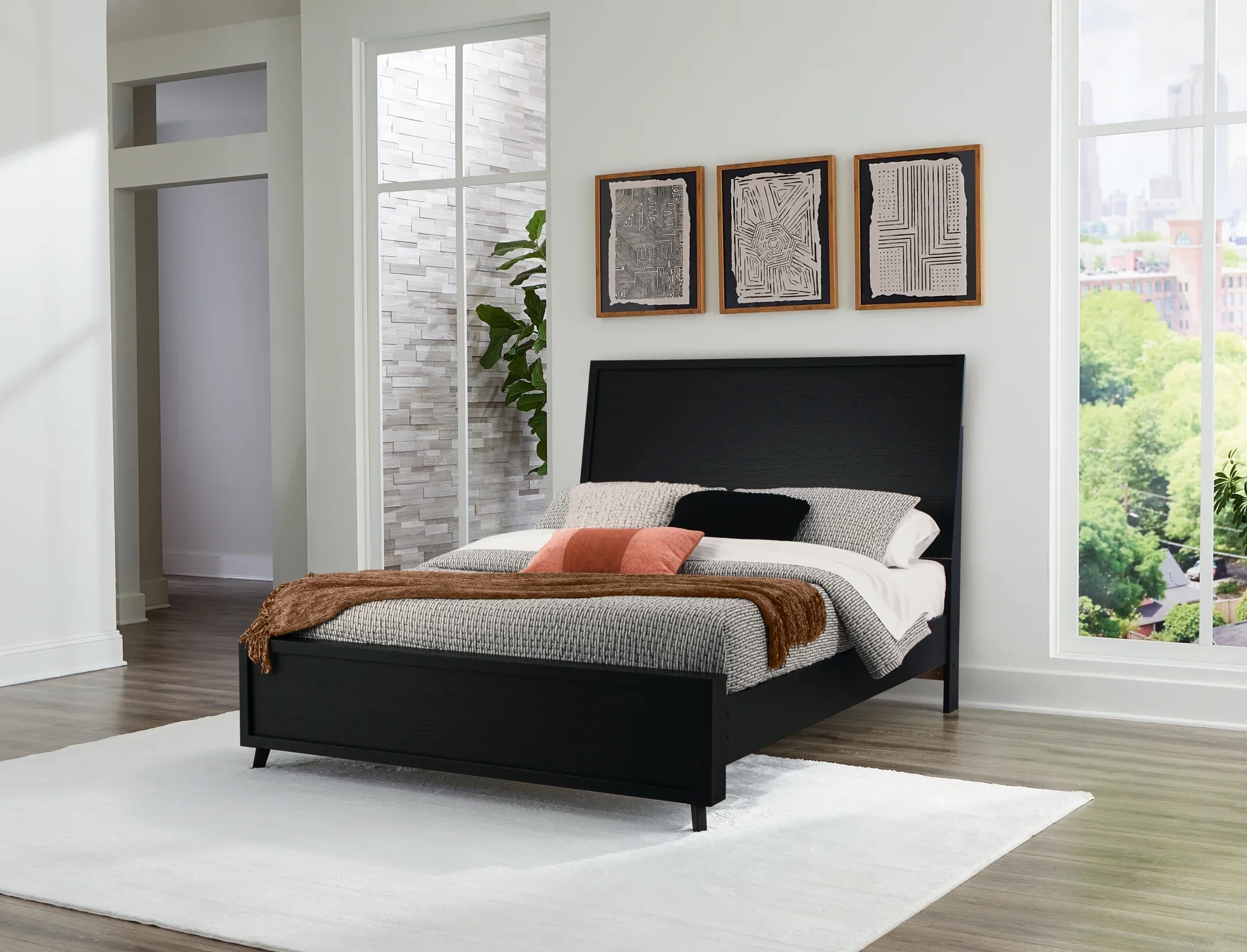 Danziar - Black - Queen Panel Bed - Image 2