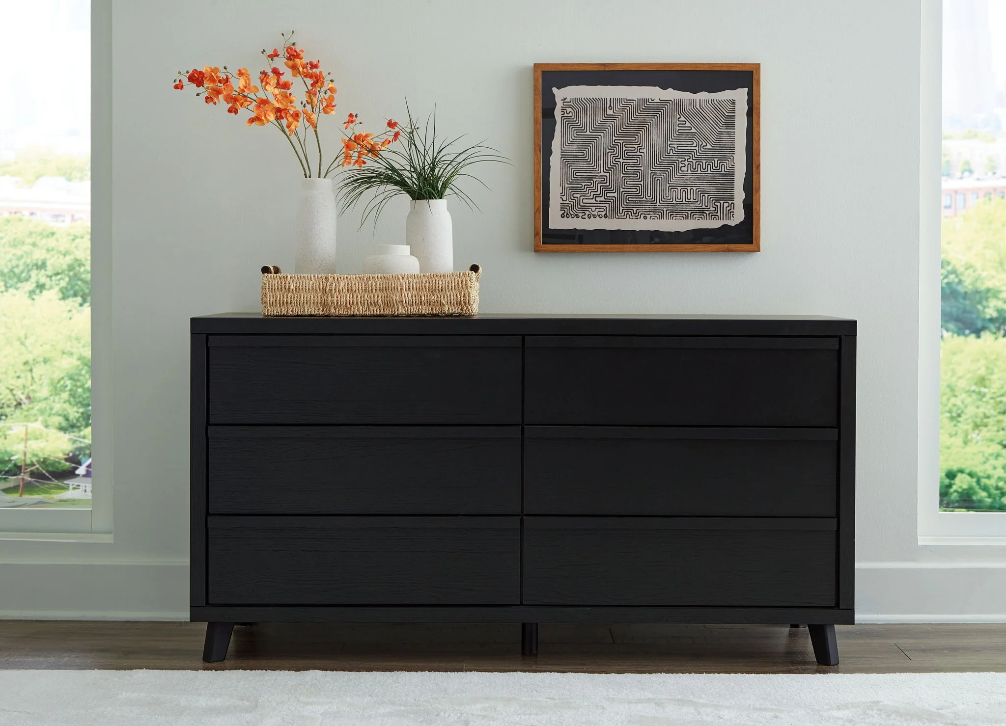 Danziar - Black - Six Drawer Dresser - Image 2