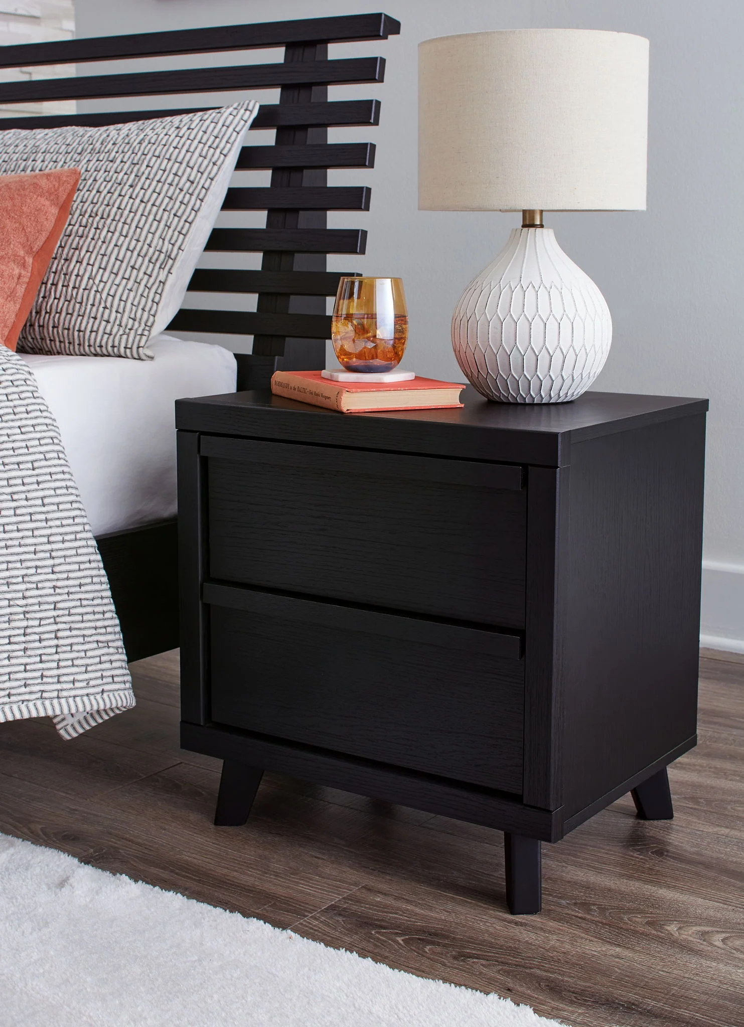 Danziar - Black - Two Drawer Night Stand - Image 2