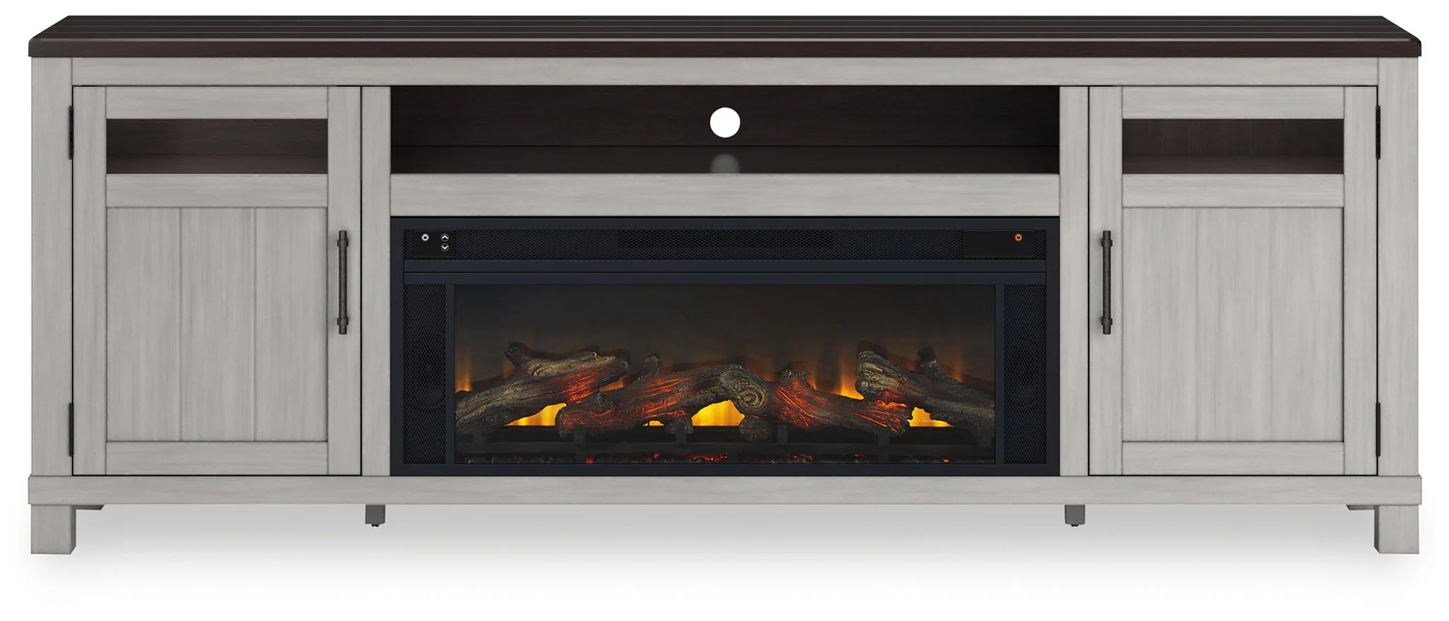 Darborn - Gray / Brown - 88" TV Stand With Electric Infrared Fireplace Insert - Image 3