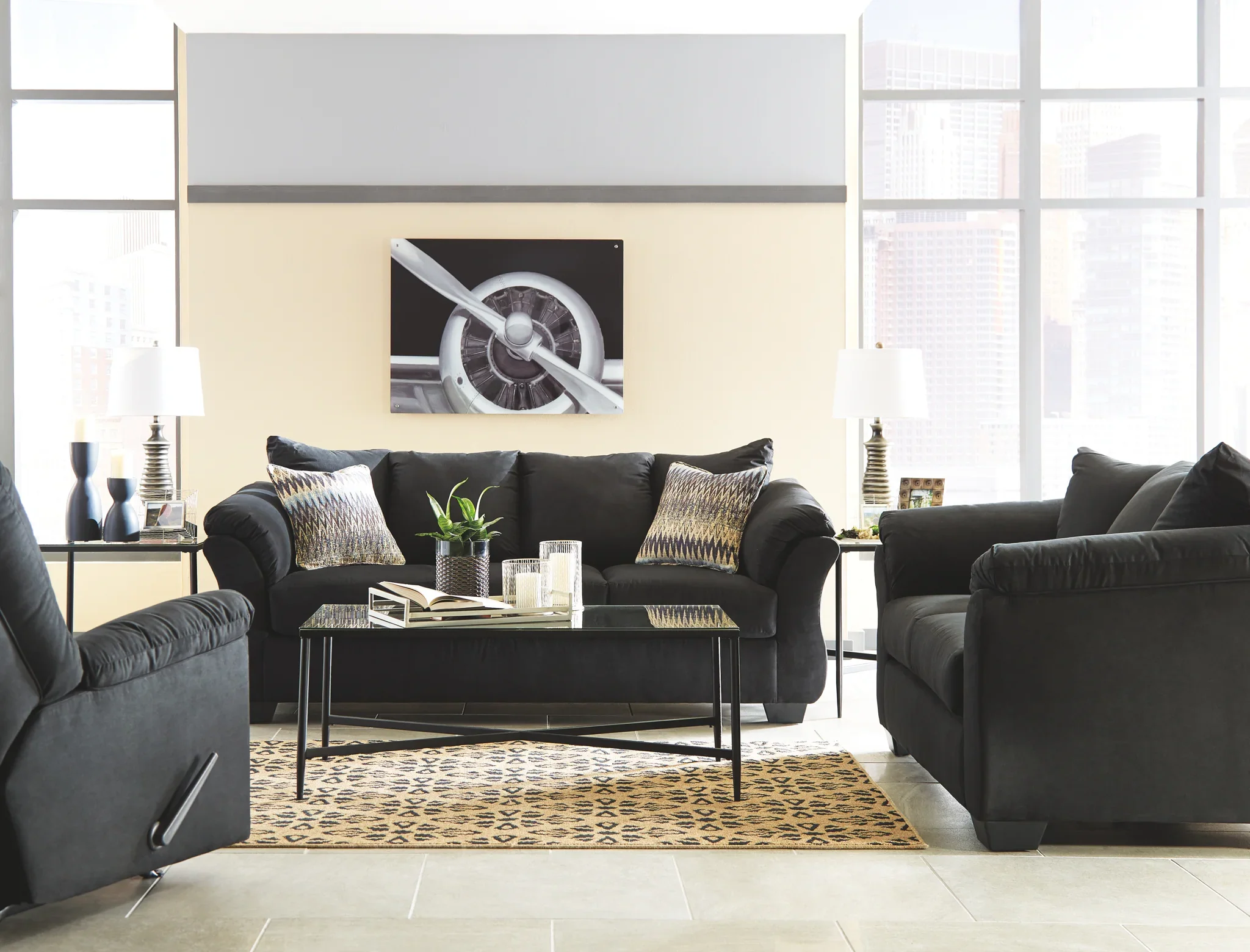 Darcy - Black - 3 Pc. - Sofa, Loveseat, Rocker Recliner - Image 3