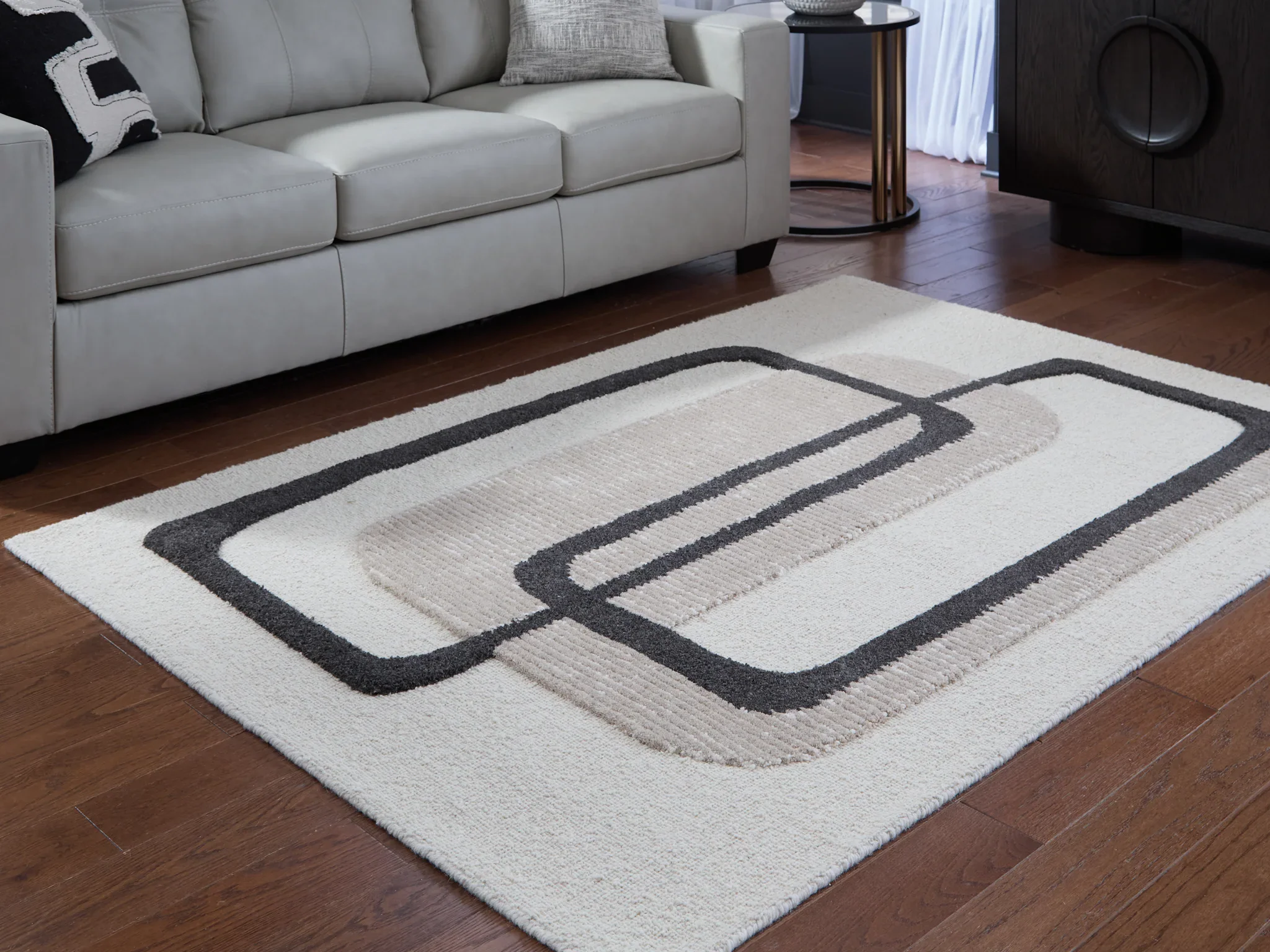 Davismour - Ivory / Taupe / Charcoal - Medium Rug - 5' x 7' - Image 2