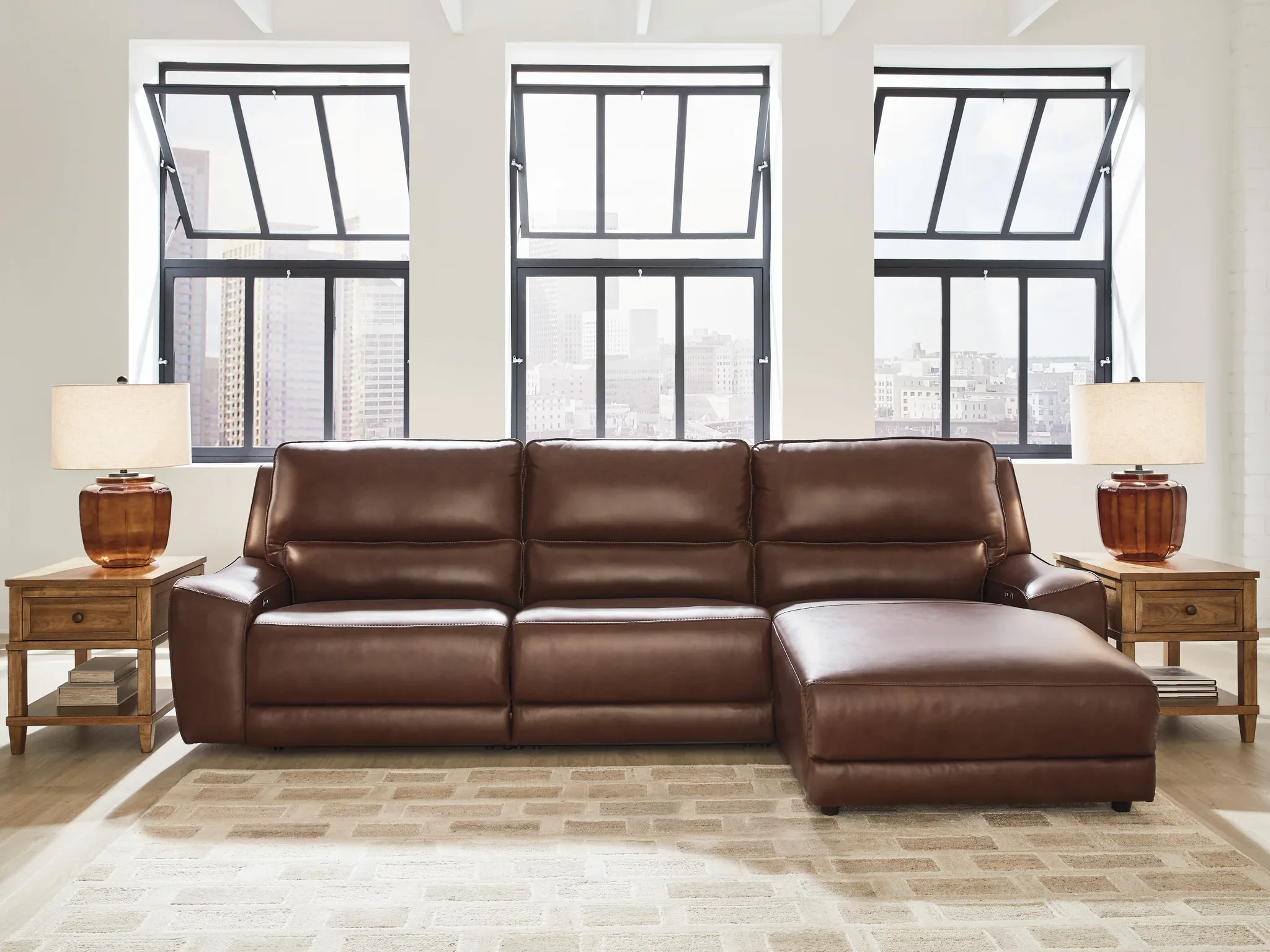 DeepWakes - 3-Piece Power Reclining Sofa With RAF Press Back Power Chaise - Canyon - Image 2