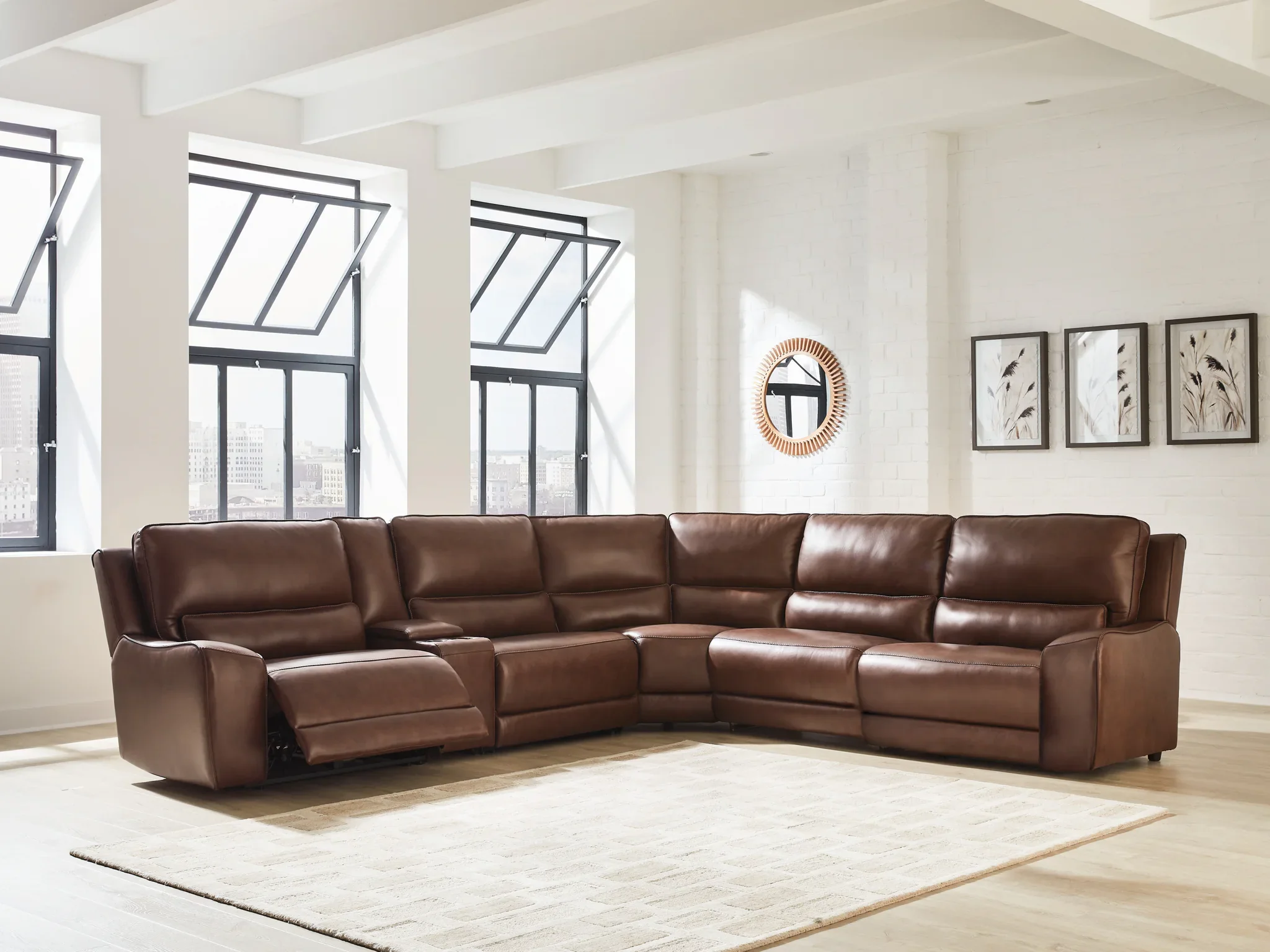 DeepWakes - 6-Piece Power Reclining Sectional With Storage Console - Canyon - Image 2