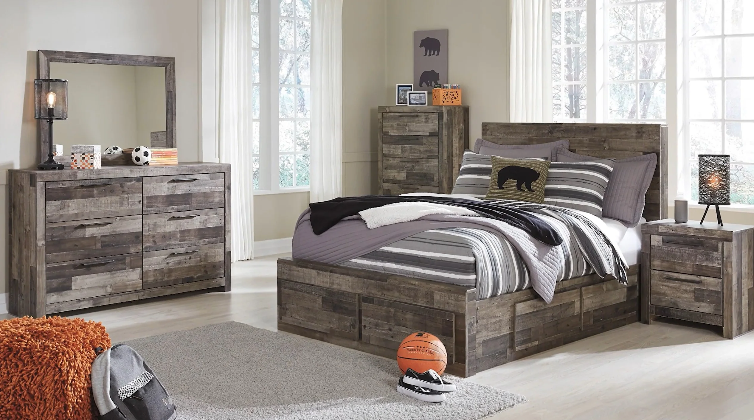 Derekson - Multi Gray - Full Panel Bed With 6 Storage Drawers - Image 2