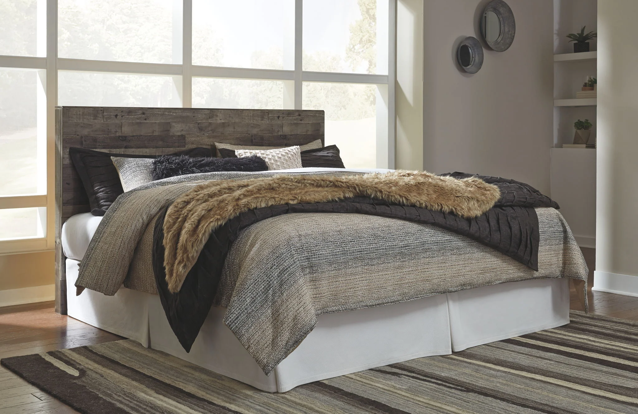 Derekson - Multi Gray - King Panel Headboard With Bolt On Bed Frame - Image 2