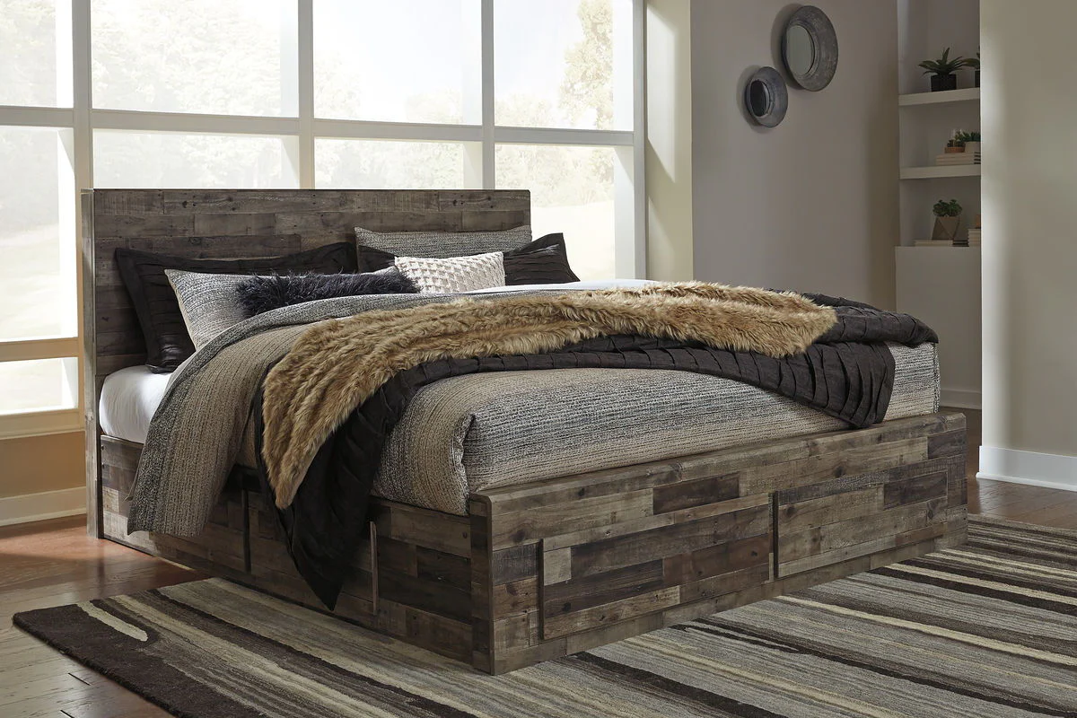 Derekson - Multi Gray - King Panel Bed With 6 Storage Drawers - Image 2