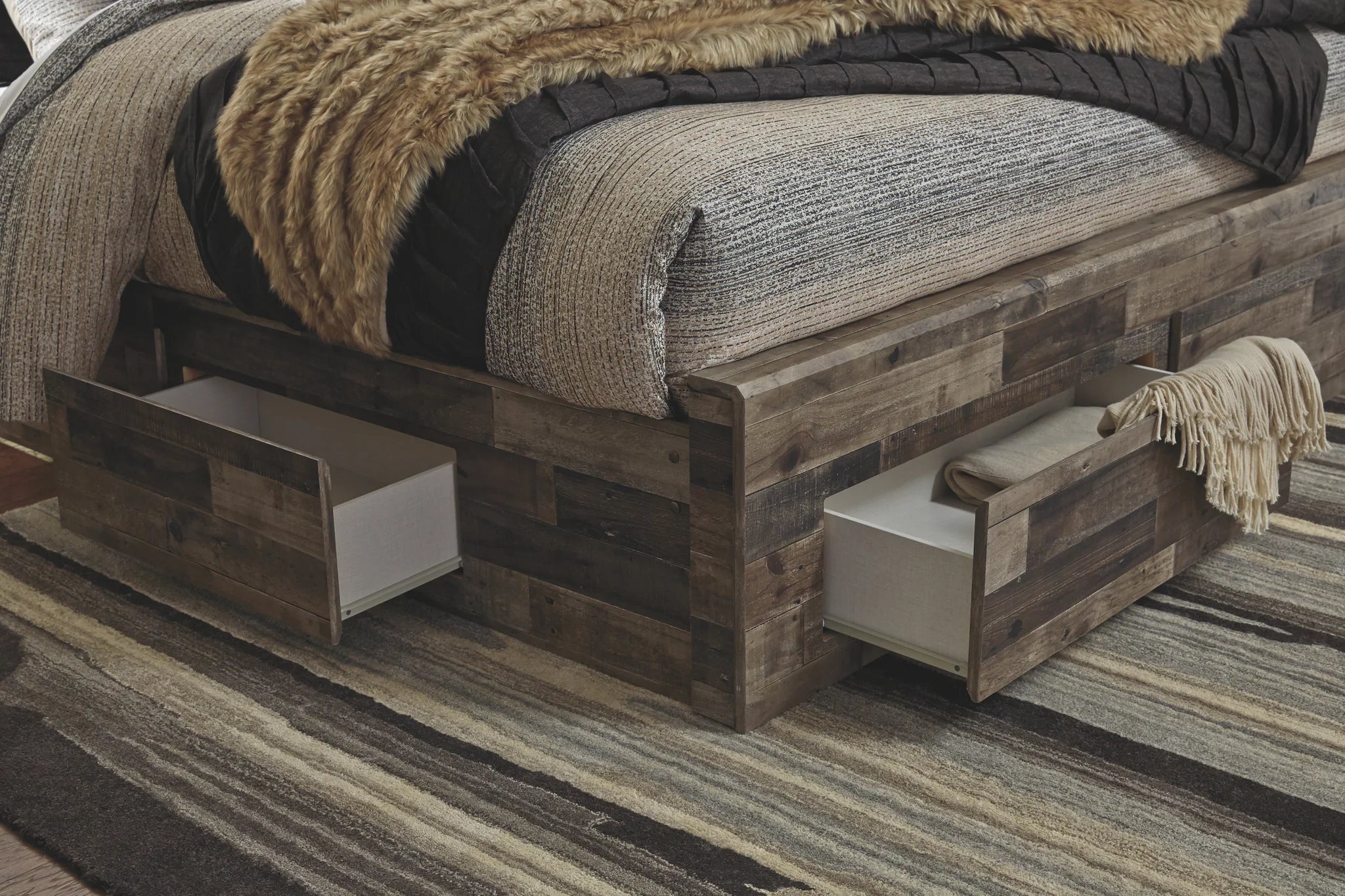 Derekson - Multi Gray - King Panel Bed With 6 Storage Drawers - Image 4