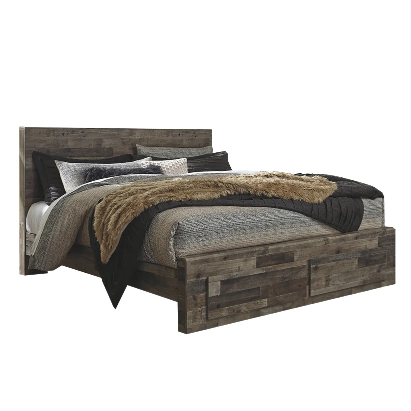 Derekson - Multi Gray - King Panel Bed With 2 Storage Drawers