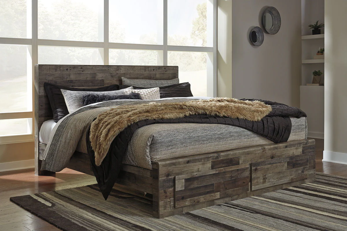 Derekson - Multi Gray - King Panel Bed With 2 Storage Drawers - Image 2