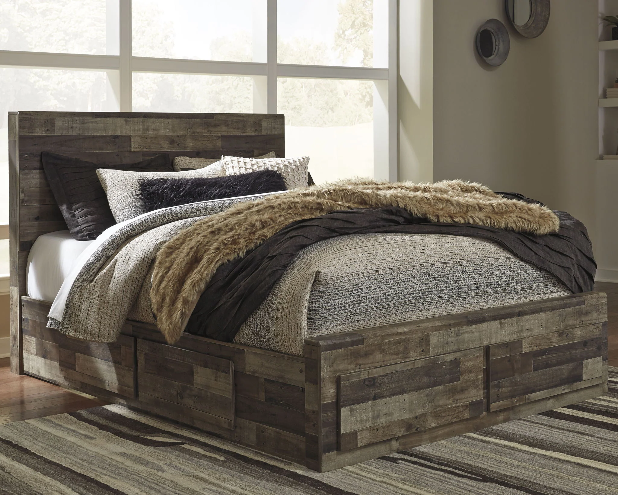 Derekson - Multi Gray - Queen Panel Bed With 4 Storage Drawers - Image 2