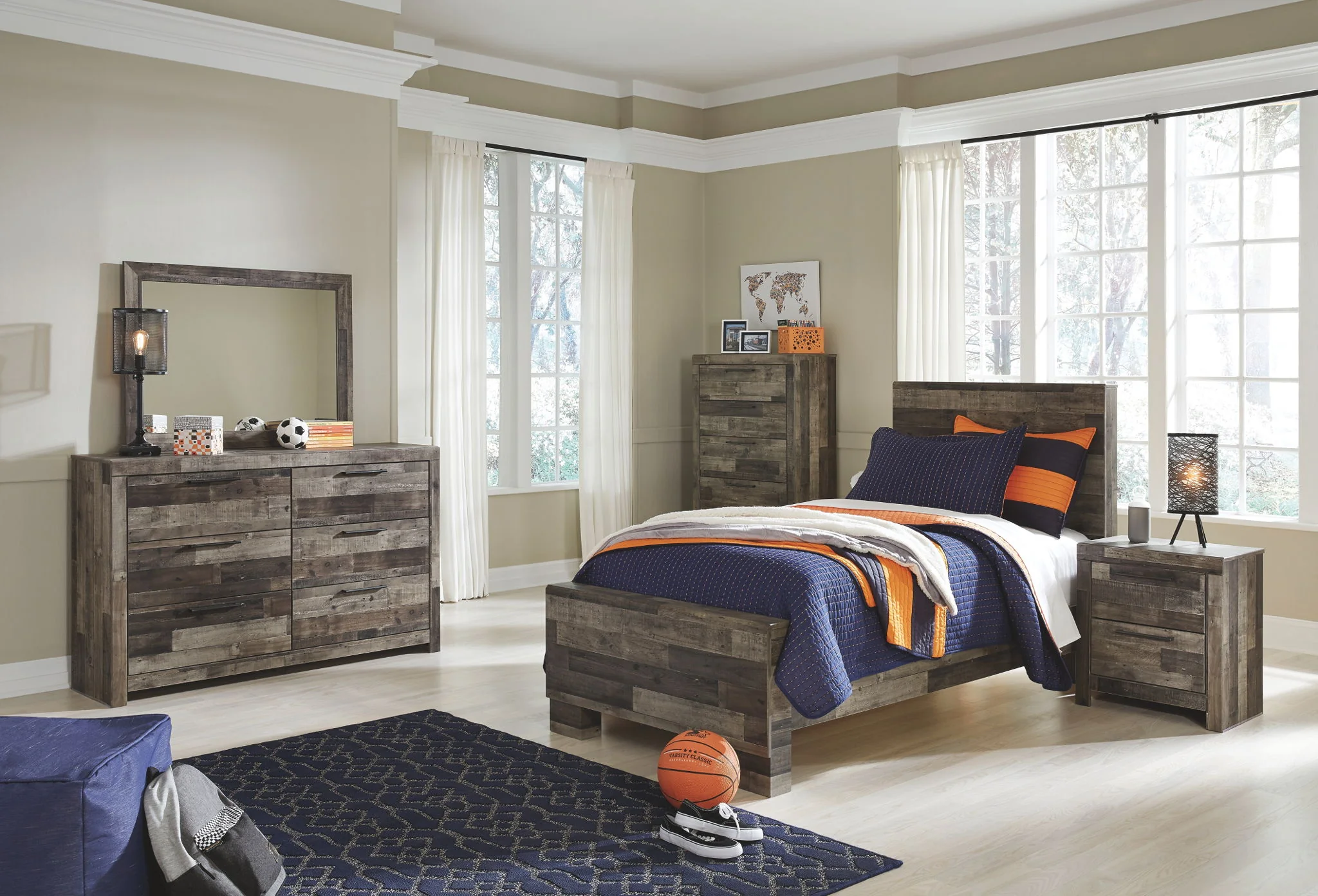 Derekson - Multi Gray - Twin Panel Bed - Image 3
