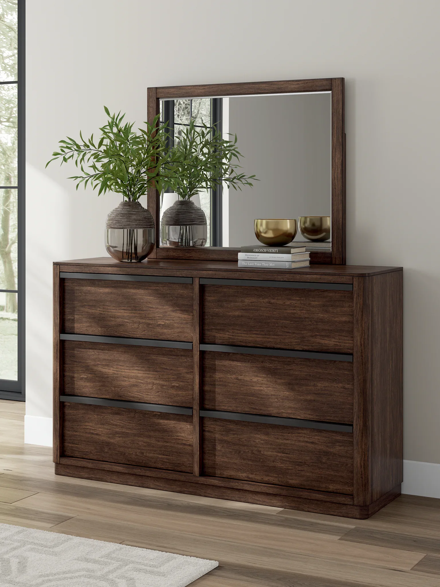 Dilenno - Dark Brown - Dresser And Mirror - Image 2