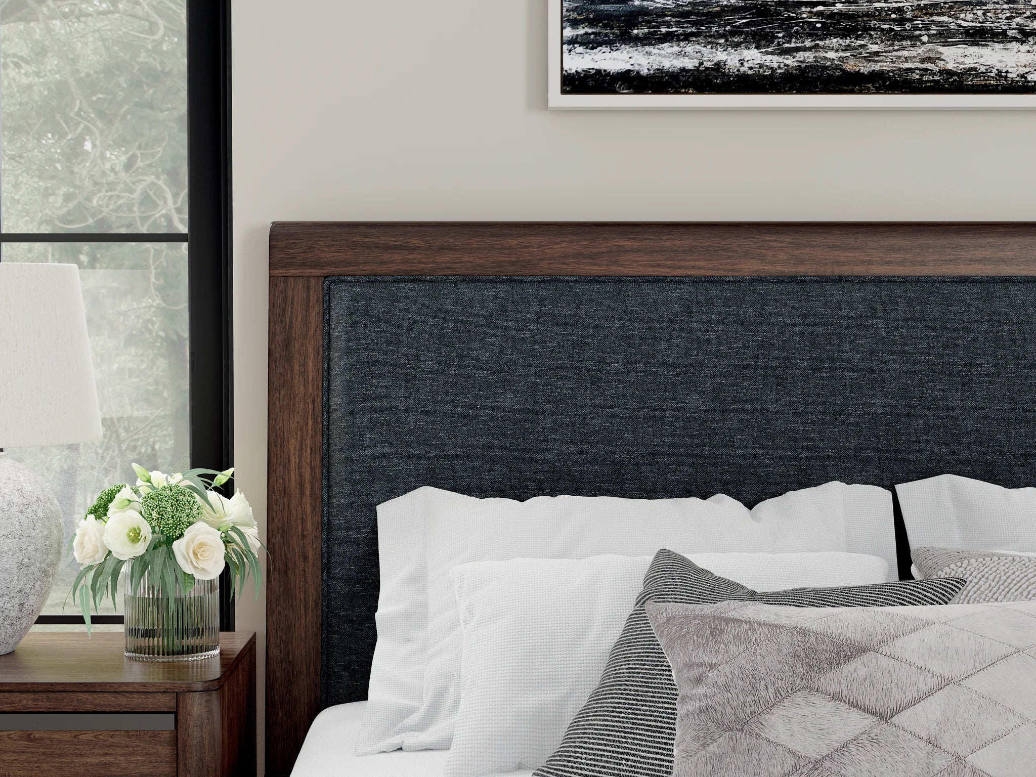 Dilenno - Dark Brown - King Upholstered Panel Bed - Image 5