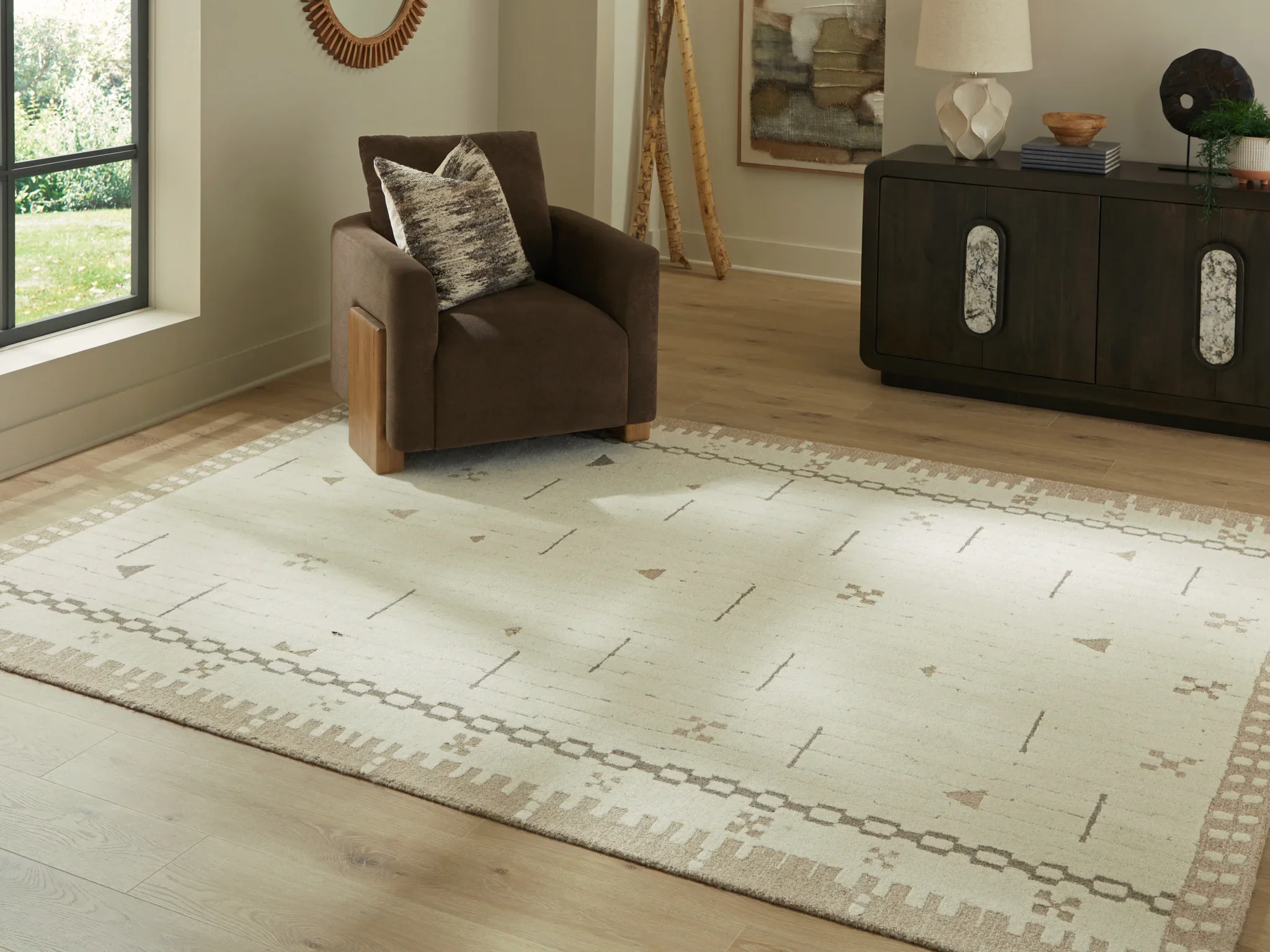 Dot - Cream / Brown / Taupe - Large Rug - 8' x 10' - Image 2