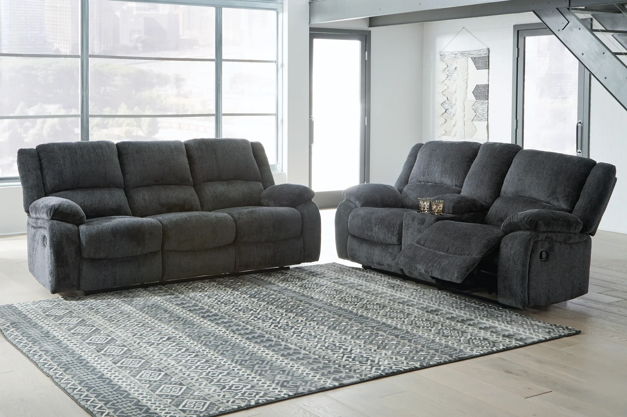 Draycoll - Dark Gray - 3 Pc. - Reclining Sofa, Loveseat, Rocker Recliner - Image 2
