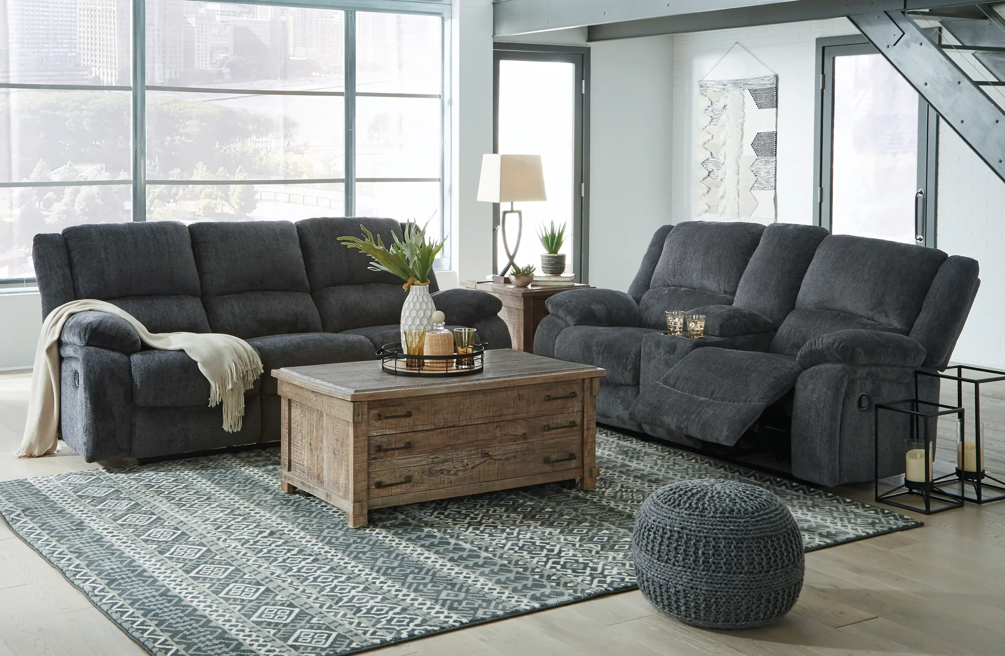 Draycoll - Dark Gray - 3 Pc. - Reclining Sofa, Loveseat, Rocker Recliner - Image 3
