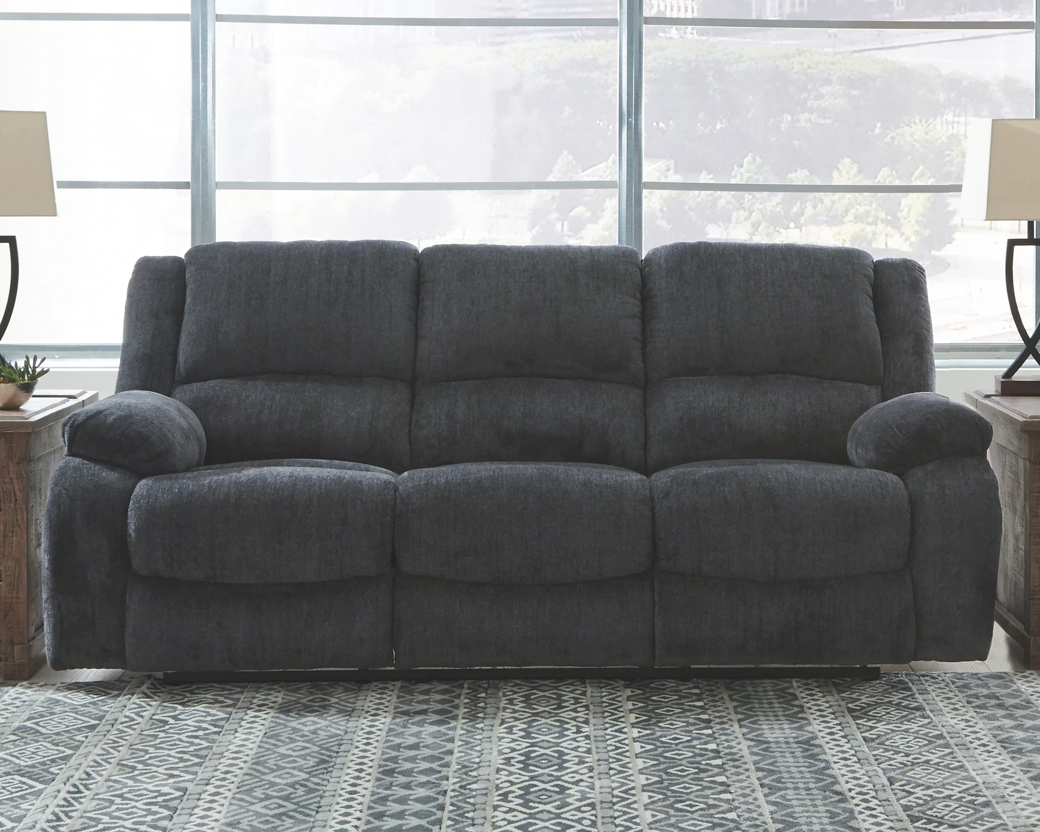 Draycoll - Dark Gray - 3 Pc. - Reclining Sofa, Loveseat, Rocker Recliner - Image 4