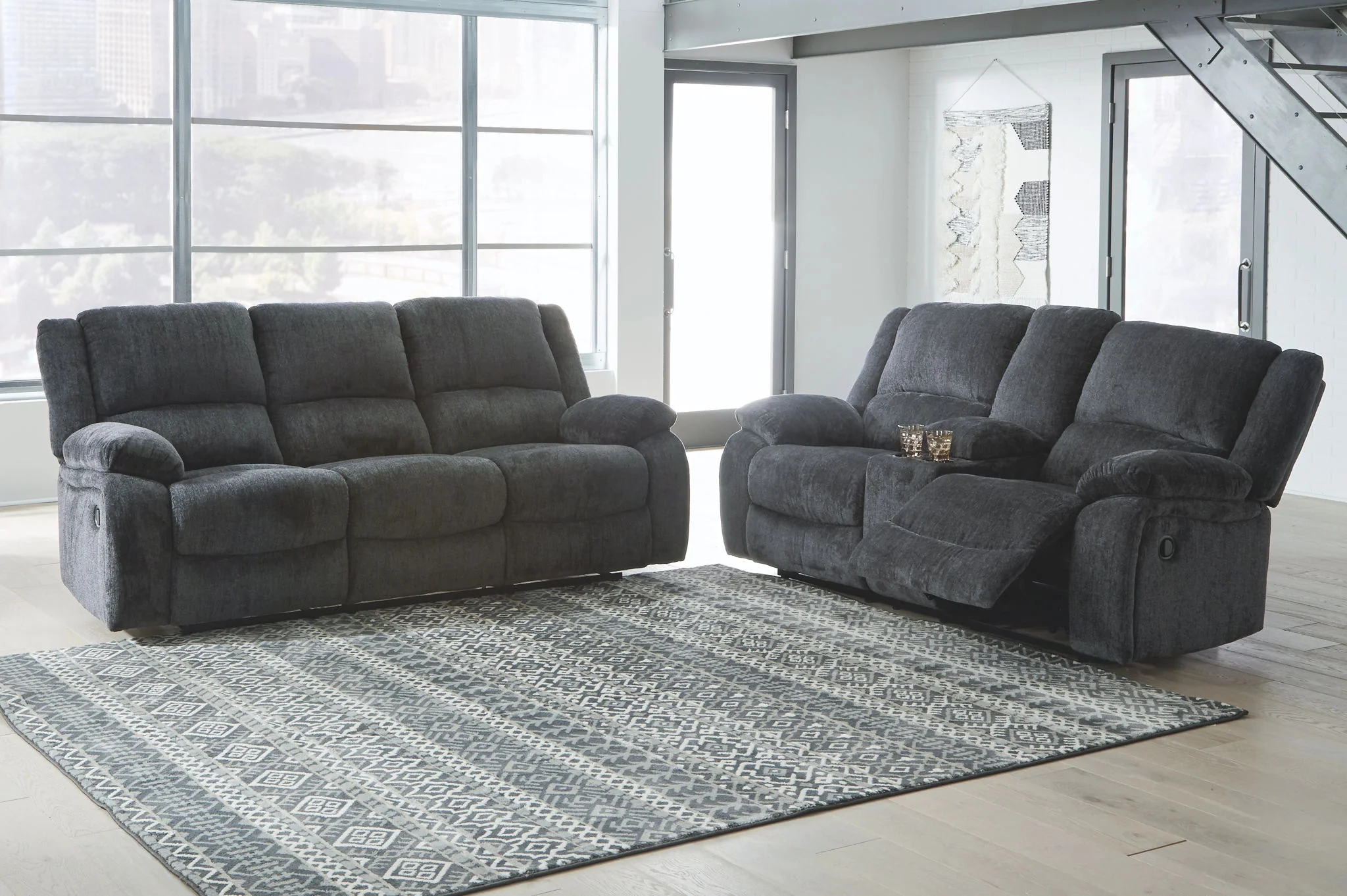 Draycoll - Dark Gray - Dbl Rec Loveseat W/Console - Image 8