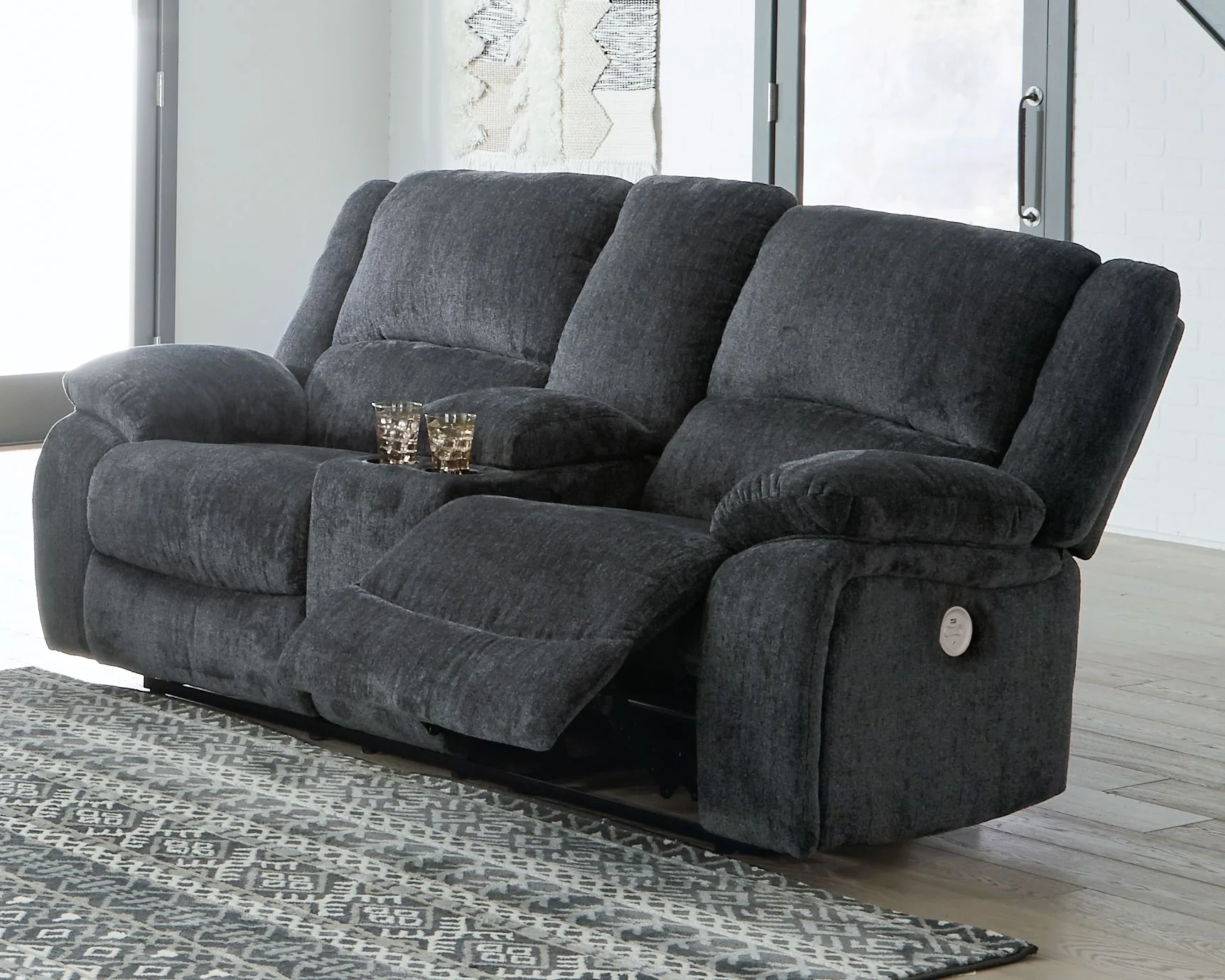 Draycoll - Slate - Dbl Rec Pwr Loveseat W/Console - Image 5