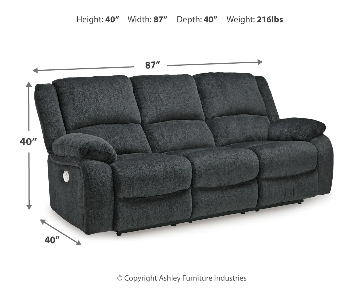 Draycoll - Slate - Reclining Power Sofa - Image 4