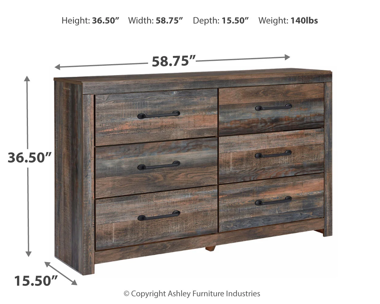 Drystan - Brown / Beige - Six Drawer Dresser - Image 6
