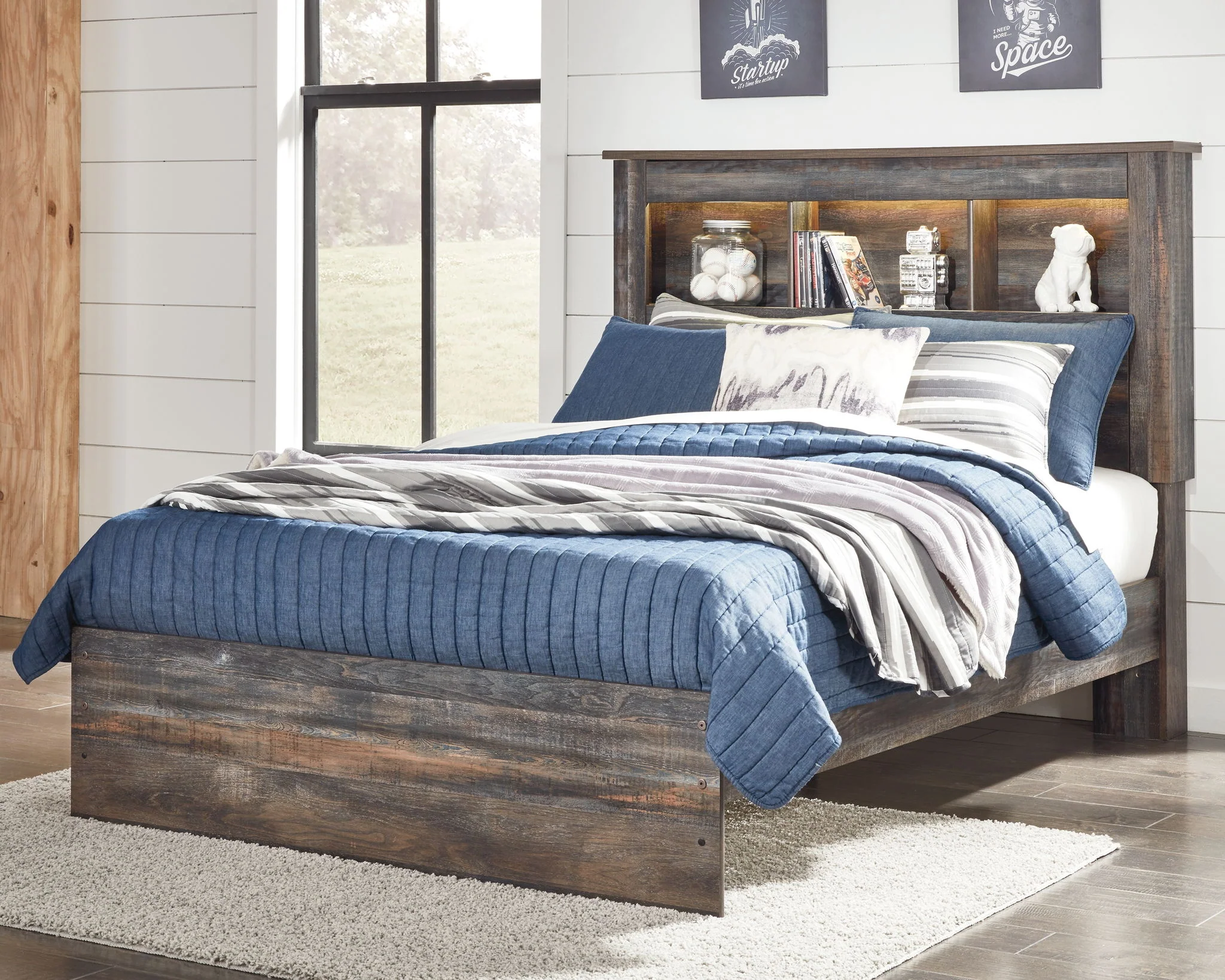 Drystan - Brown / Beige - Full Panel Bookcase Bed - Image 2