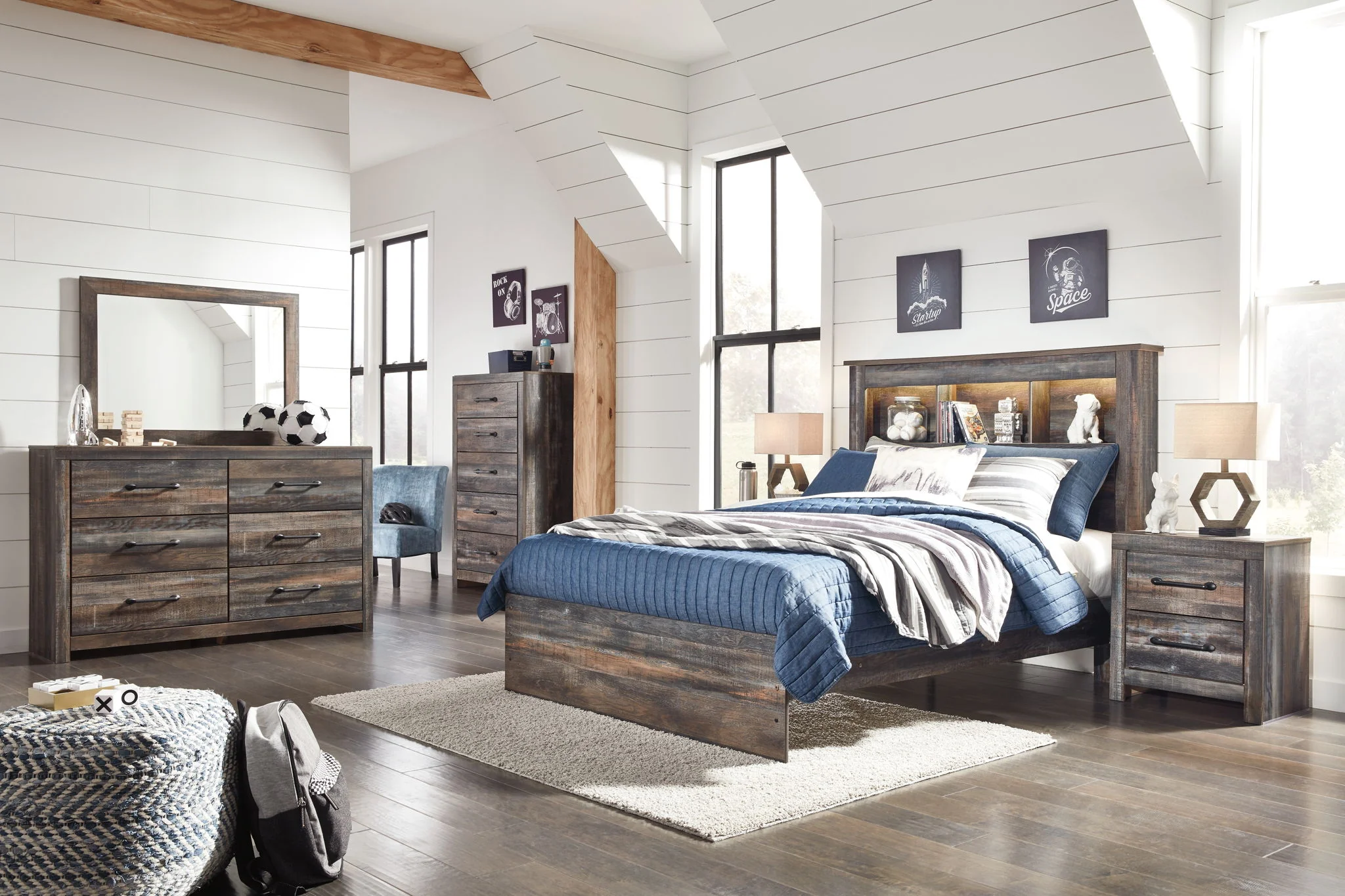 Drystan - Brown / Beige - Full Panel Bookcase Bed - Image 3