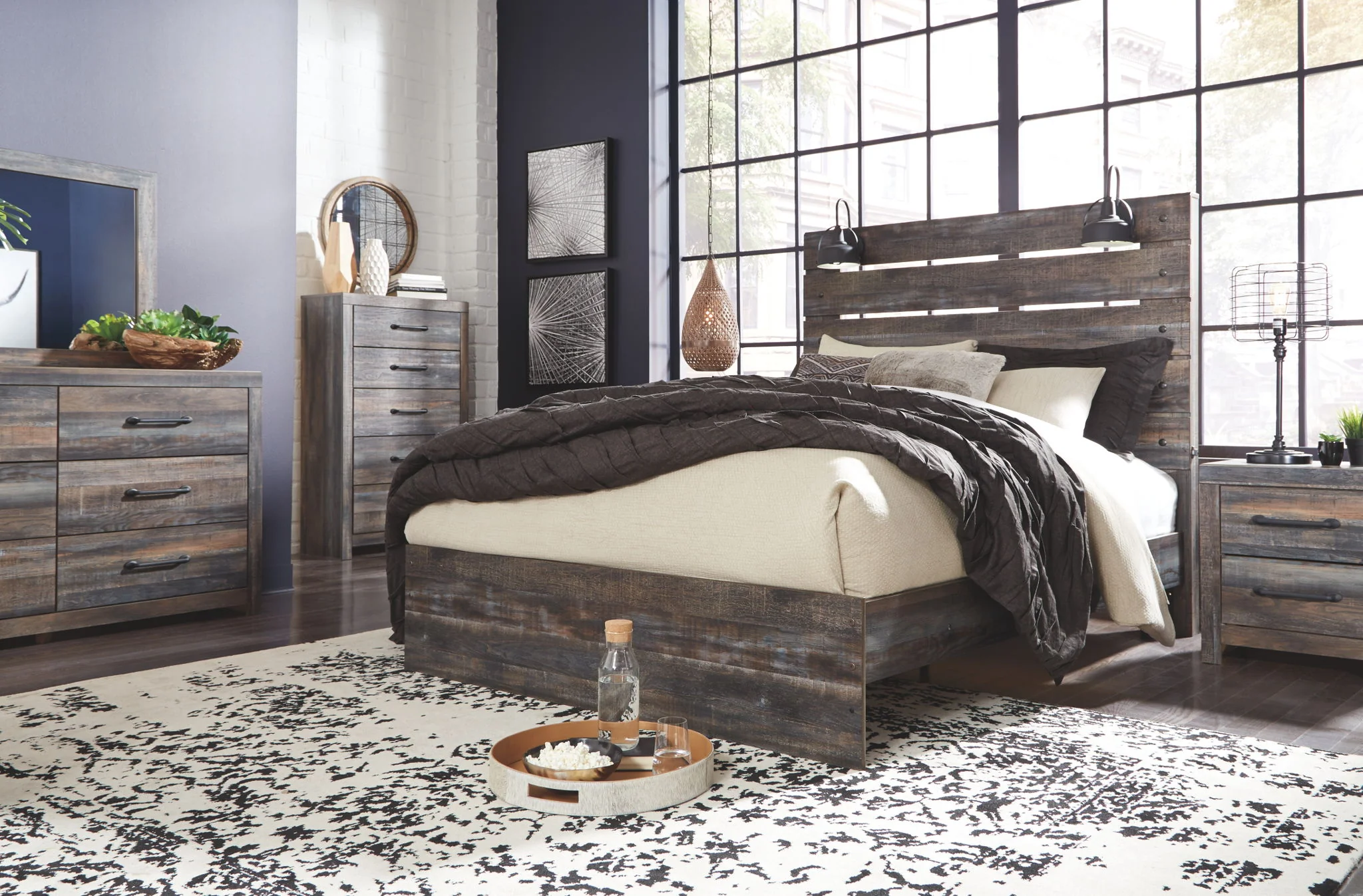 Drystan - Brown / Beige - King Panel Bed - Image 2