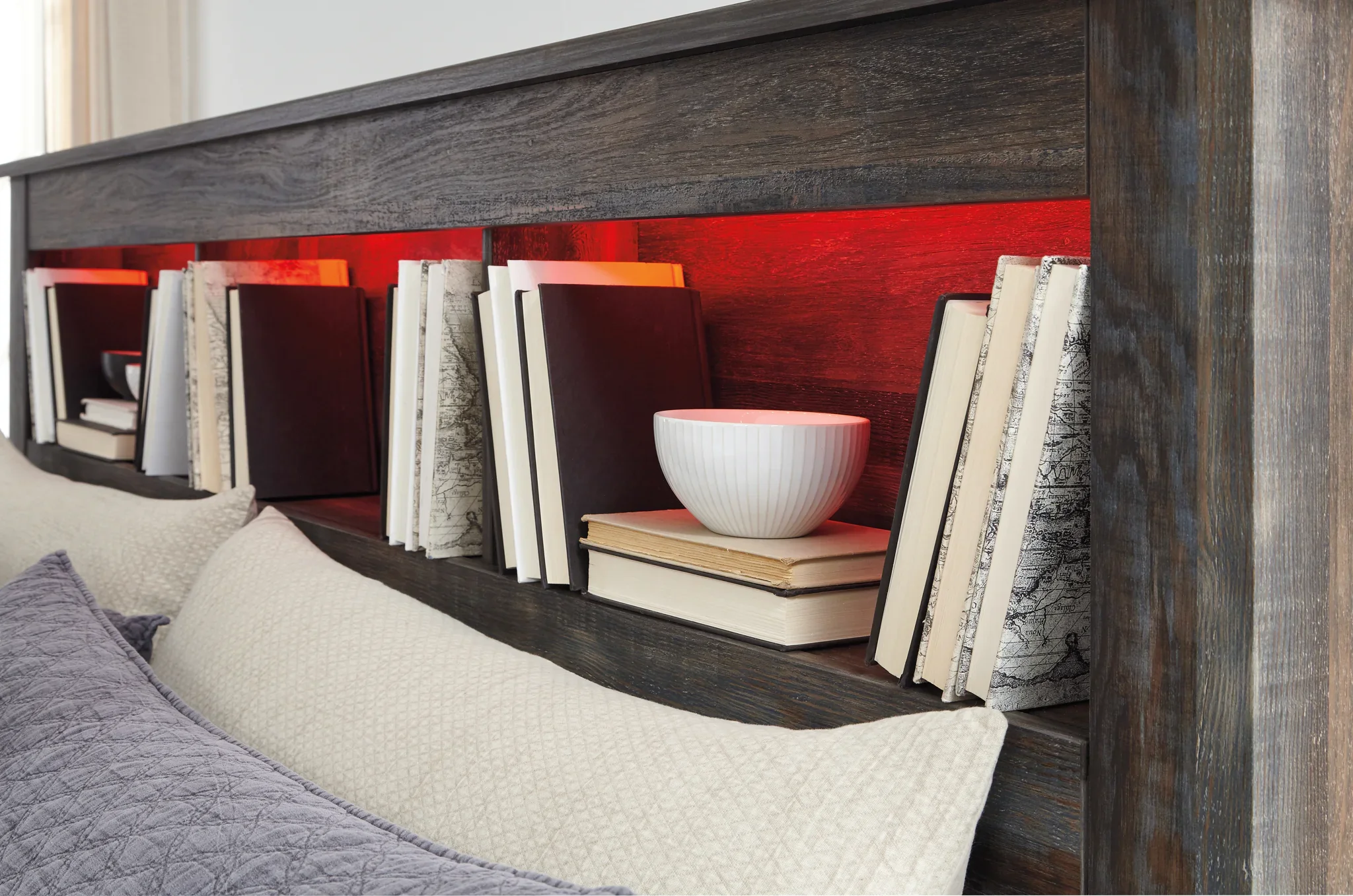 Drystan - Brown / Beige - Queen Bookcase Bed With 2 Side Drawers - Image 4