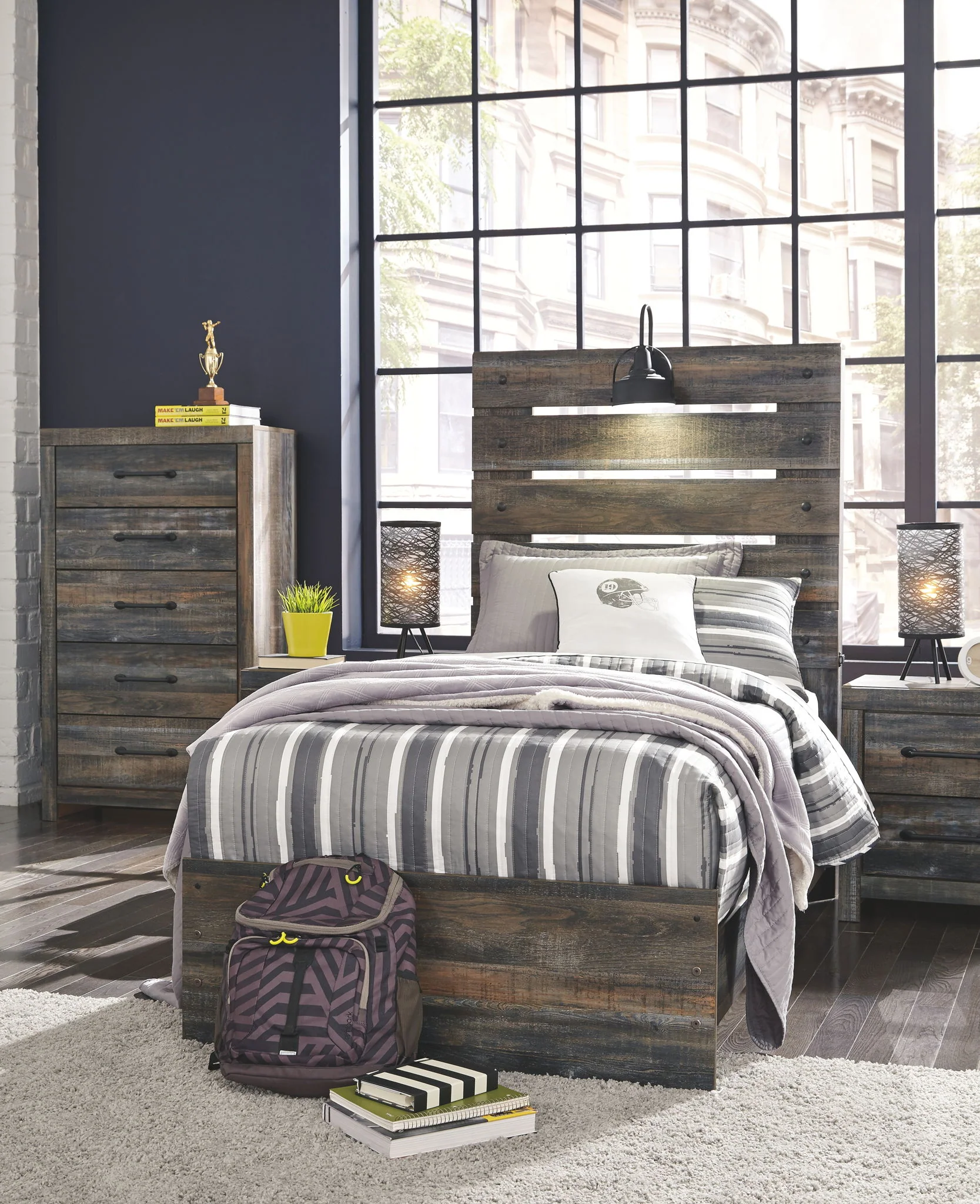 Drystan - Brown / Beige - Twin Panel Bed - Image 3