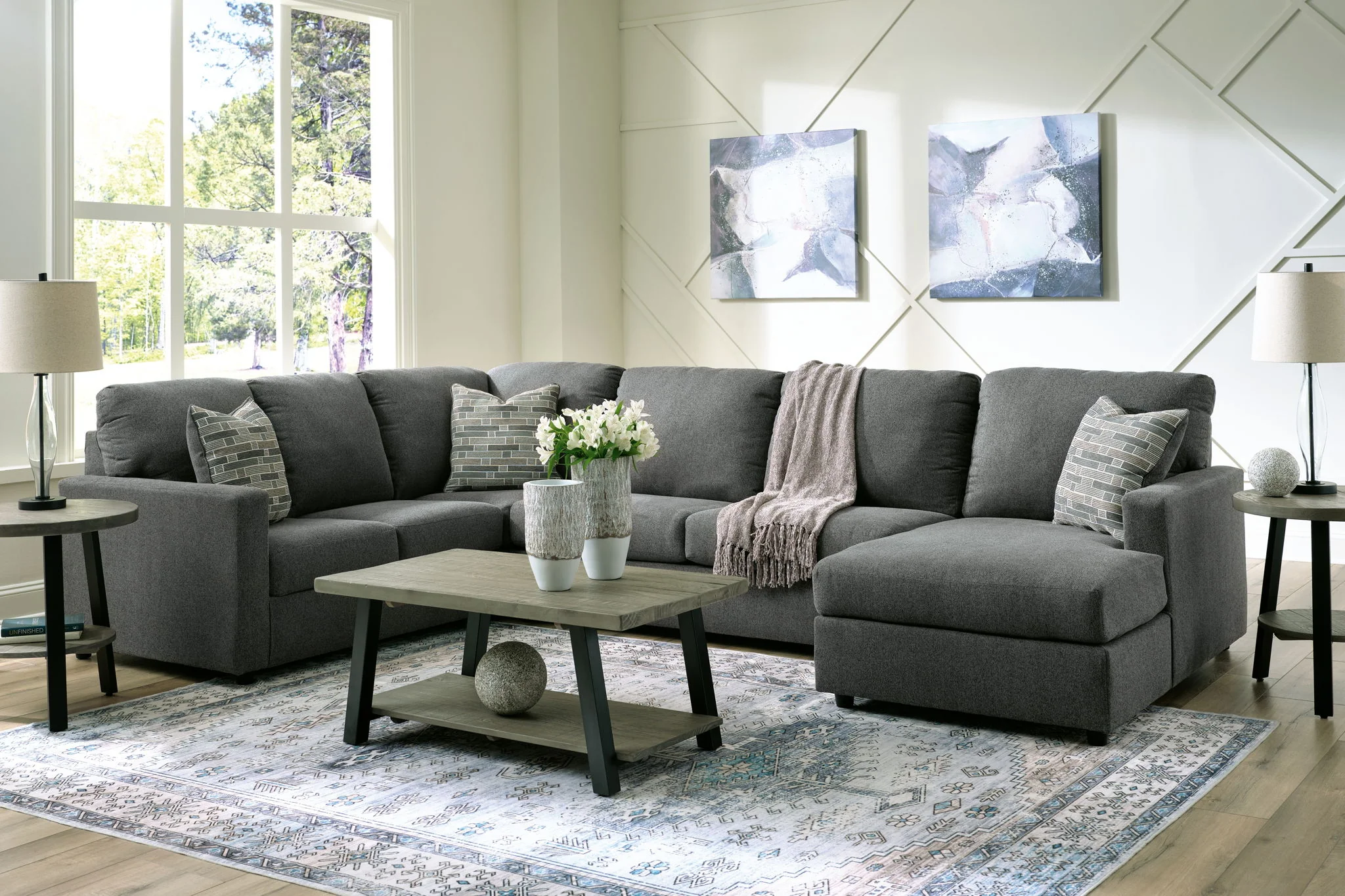 Edenfield - Charcoal - Right Arm Facing Corner Chaise 3 Pc Sectional - Image 4