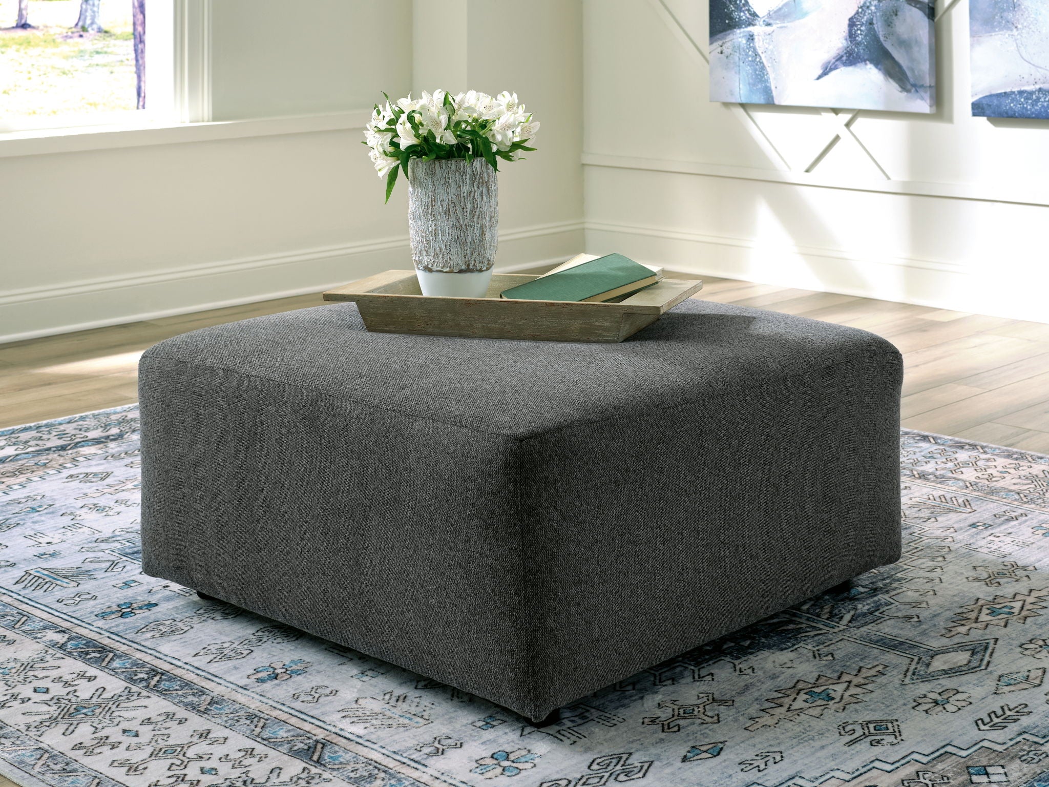 Edenfield - Charcoal - Oversized Accent Ottoman - Image 2