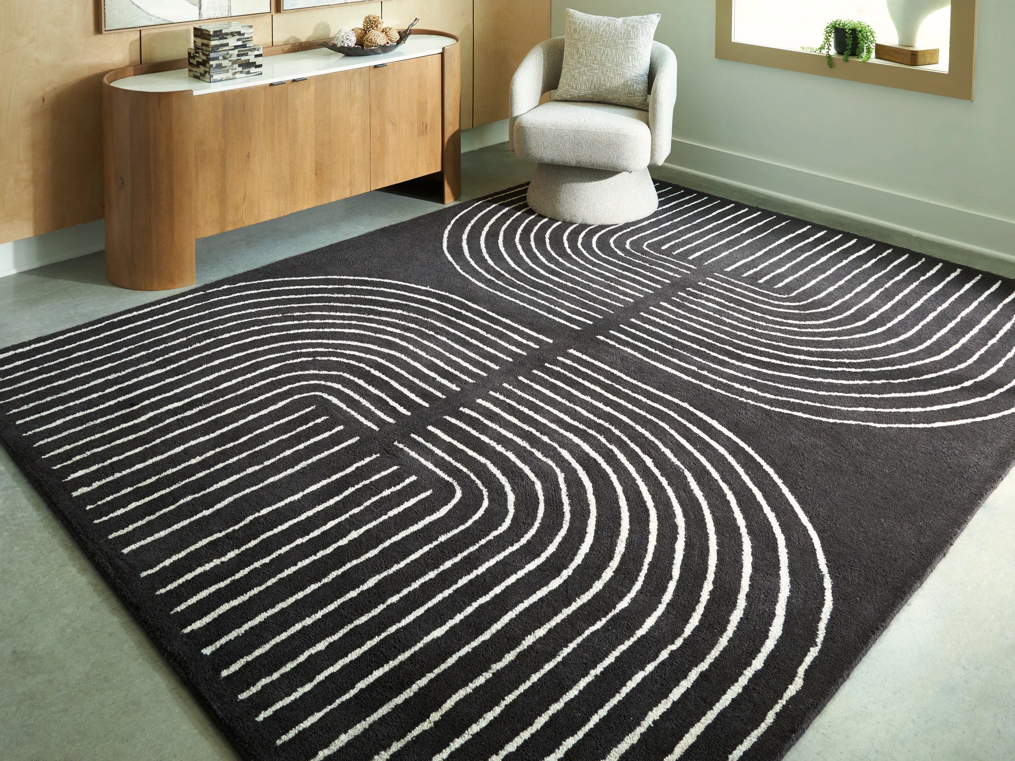 Eldonmore - Black / Ivory - Large Rug - 8' x 10' - Image 2