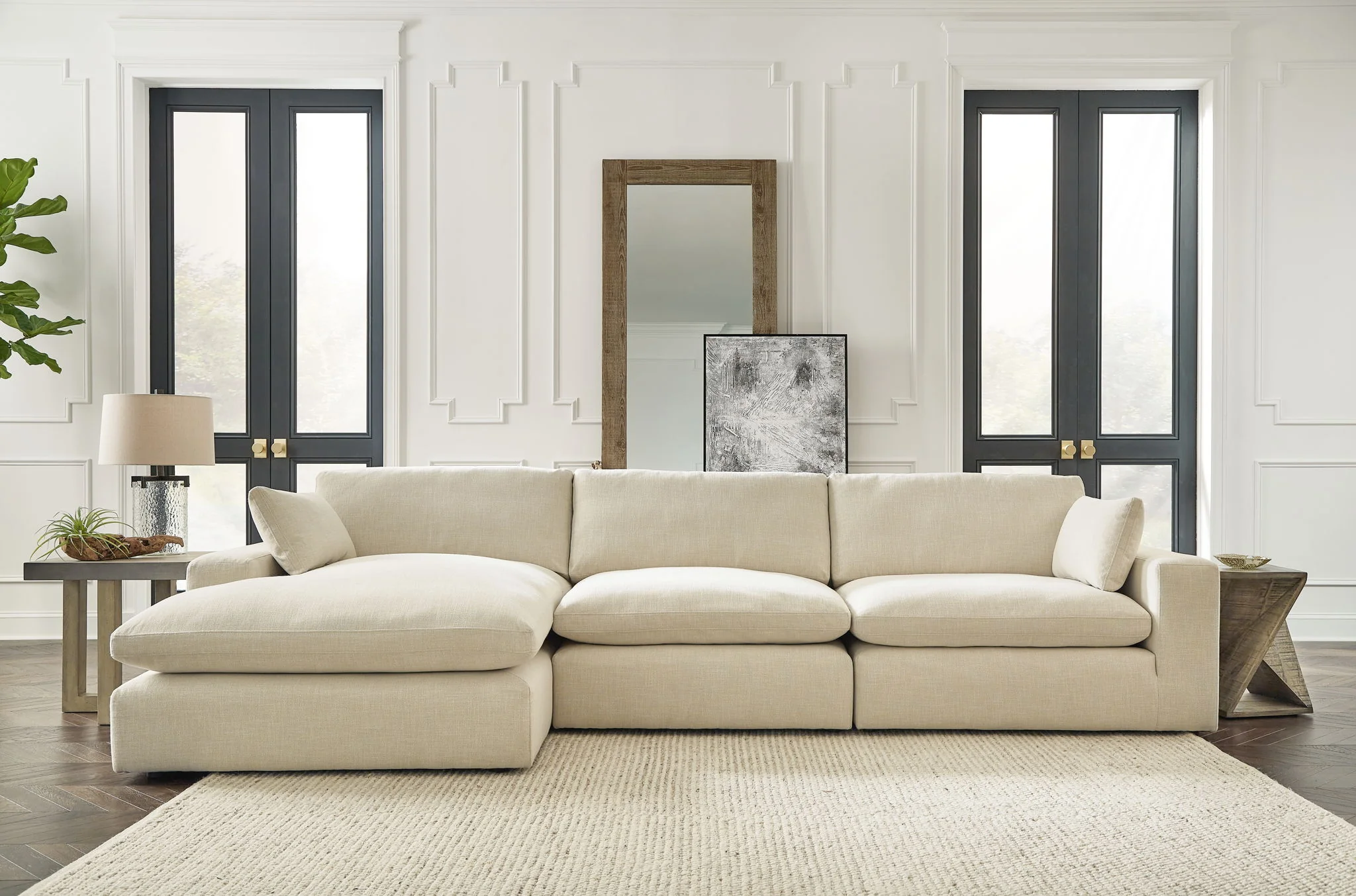 Elyza - Linen - Left Arm Facing Corner Chaise 3 Pc Sectional - Image 2