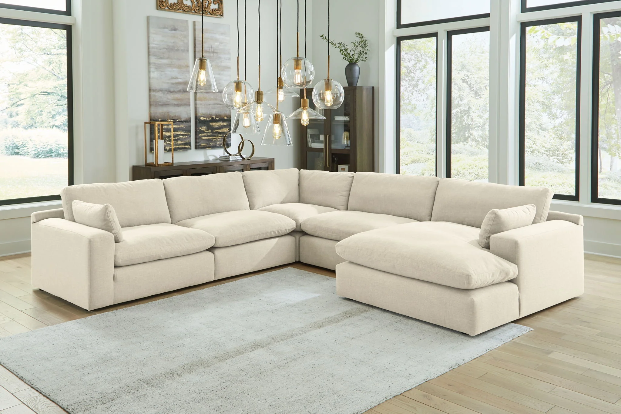 Elyza - Linen - Right Arm Facing Corner Chaise 5 Pc Sectional - Image 2