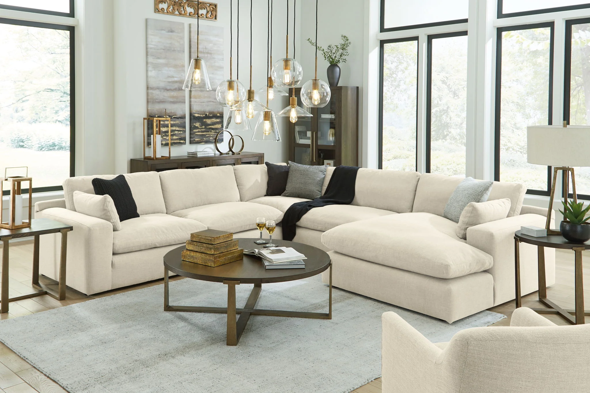 Elyza - Linen - Right Arm Facing Corner Chaise 5 Pc Sectional - Image 3