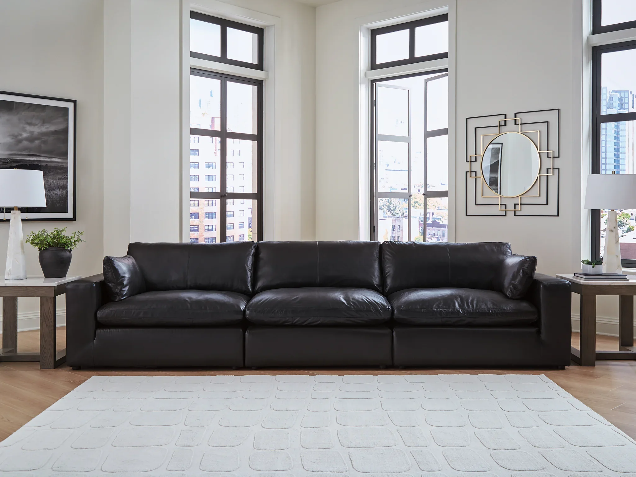 Emilia - 3-Piece Sectional Sofa - Black - Image 2